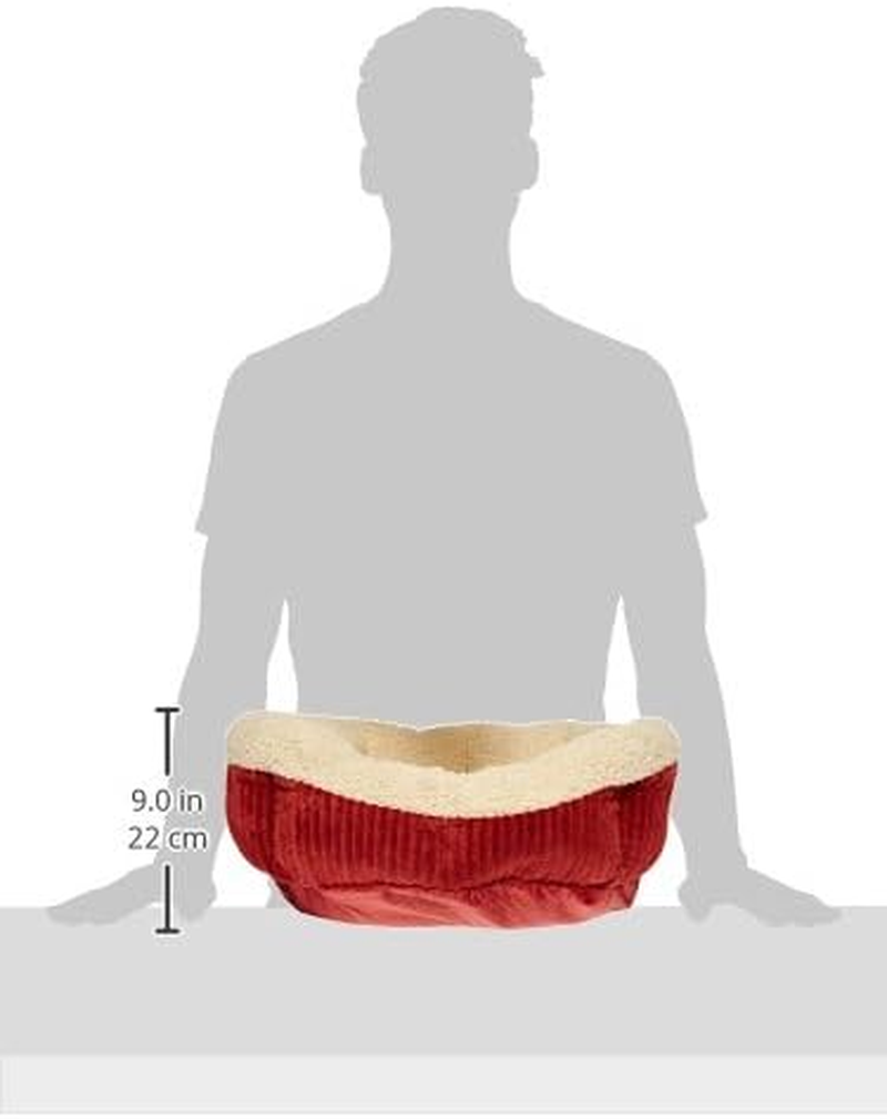 Petmate Aspen Pet Self Warming round Bed, 19.5 Inches, Barn Red and Cream image number 2