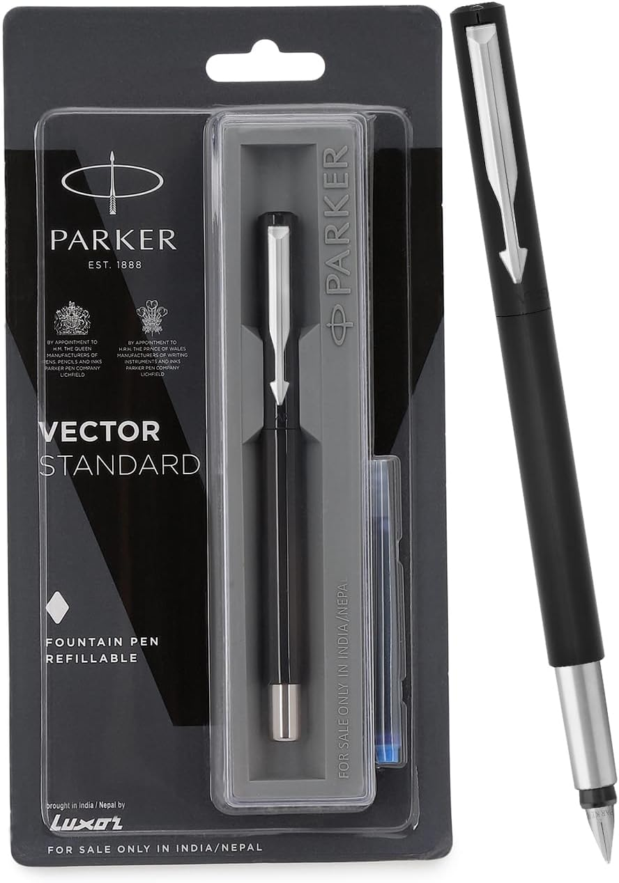 Parker Vector Standard Fountain Pen (Black Body) with Free 1 Cartridge image number 6