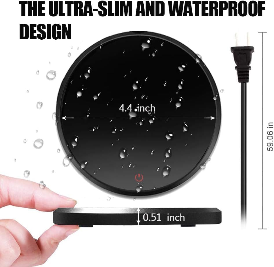 Coffee Mug Warmer, Auto-Shutoff Cup Warmer for Home Office Desk Use, Electric Beverage Warmer Heating Plate for Tea, Water, Cocoa, Milk (Red-Round) image number 3