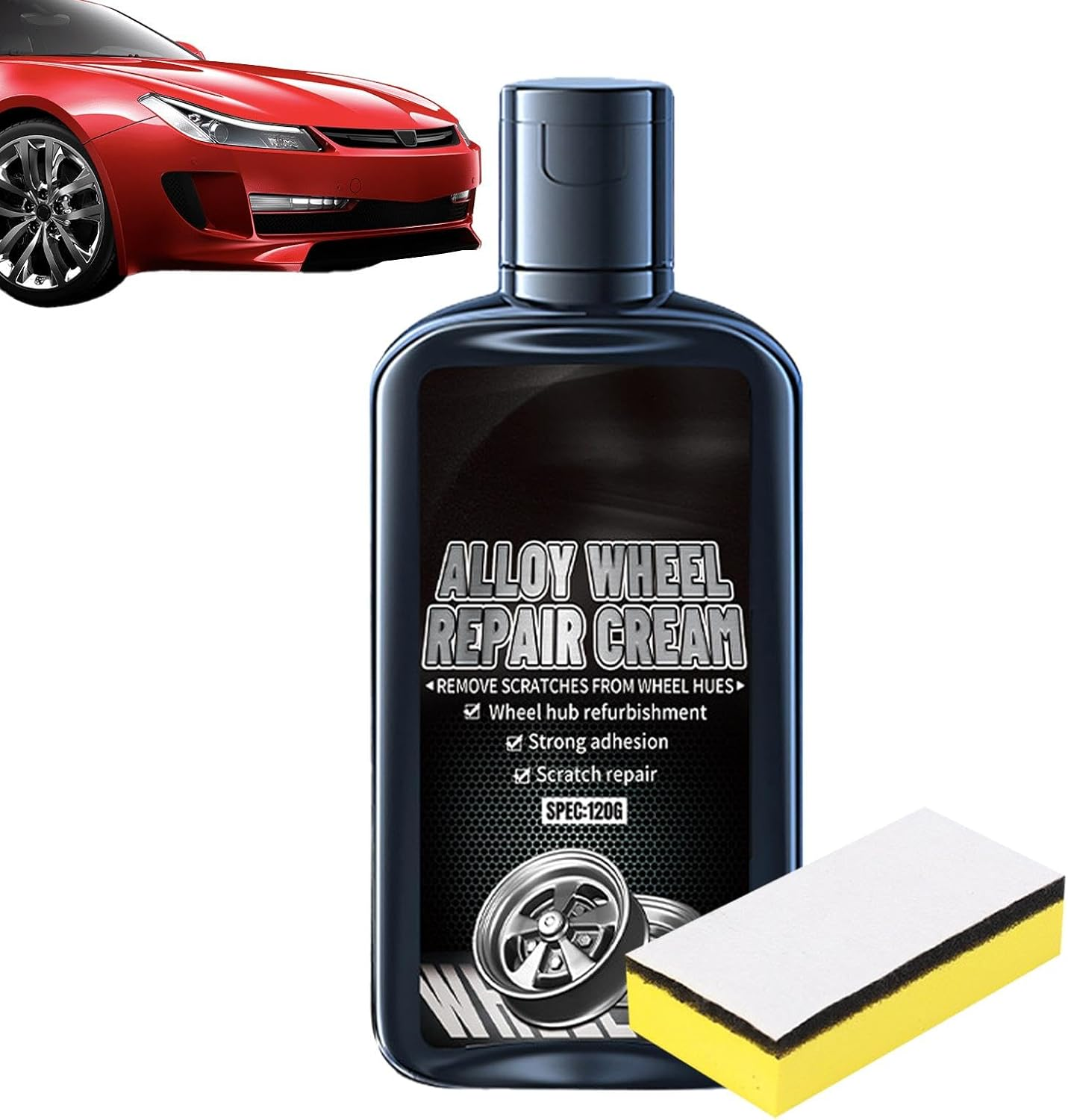 Car Tire Scratch Repair - with Sponge 120G Aluminum Alloy Wheel Repair Paint | Aluminum Alloy Steel Hub Scratch Remover for Vehicles image number 6