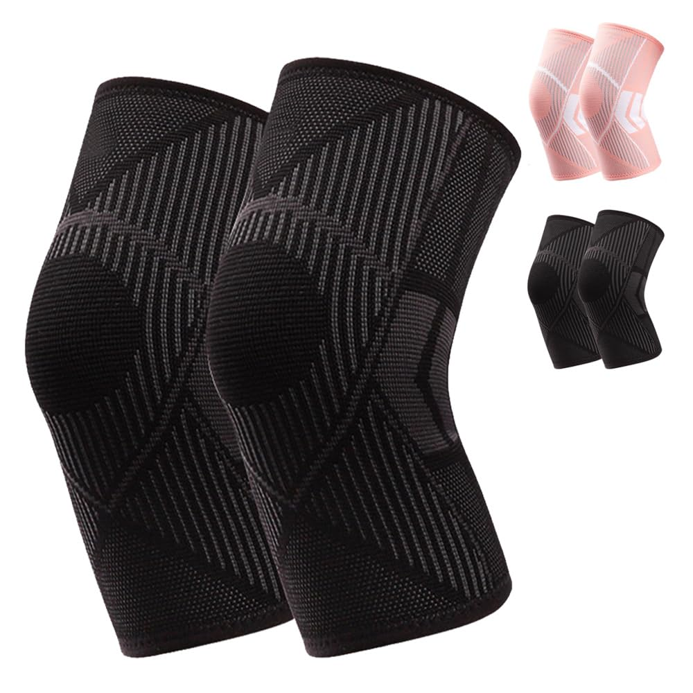 2 Pack Knee Support Brace for Women/Men Compression Knee Sleeves for Arthritis Pain,Meniscus Tear, Running,Working Out,Acl,Mcl,Pain Relief,Sports Pink,X-Large