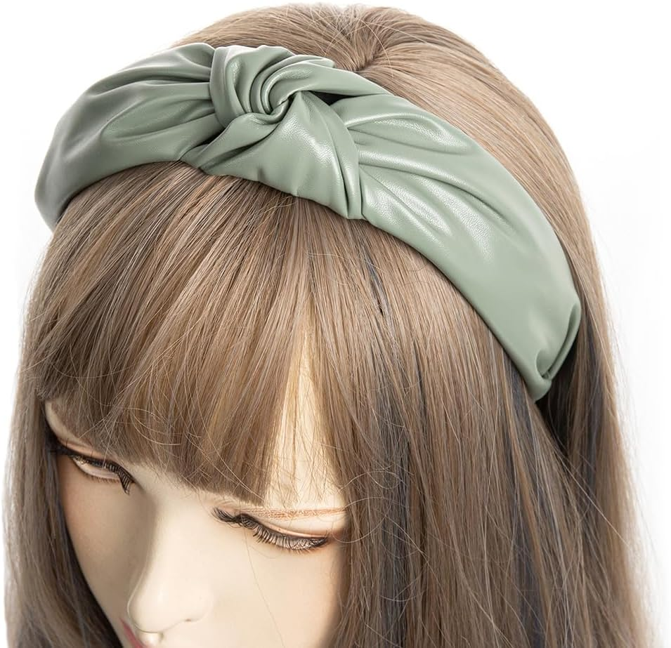 Axy HR27AL Leather Look Headband Women'S Vintage Hairband Headband Classic and Fashionable Leather HR27AL (Cream White) image number 2