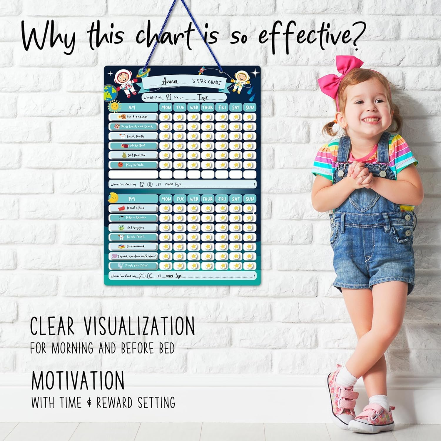 Reward Chore Chart for Kids - Magnetic Behavior Routine Toy for Autistic Children - Reward Visual Schedule Chart - Responsibility Board, ADHD Tools - Hanging Option image number 1