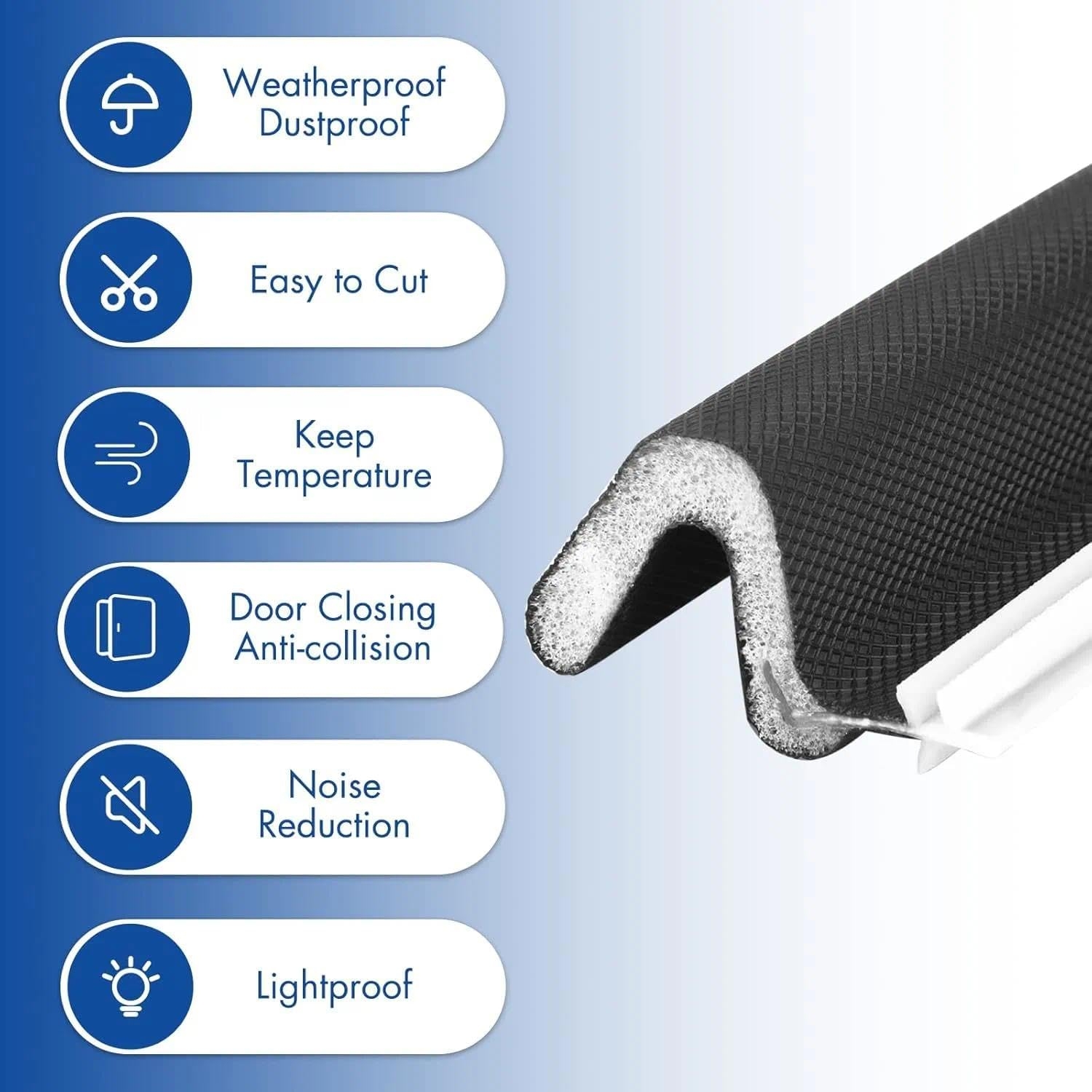 9.7 Feet Door Weather Stripping Door Frame Soundproof Seal Strip - V-Shaped Q Foam Kerf Weatherstripping Seal Strip for Doors Windows, Card Slot Installation Seals Large Gap image number 2