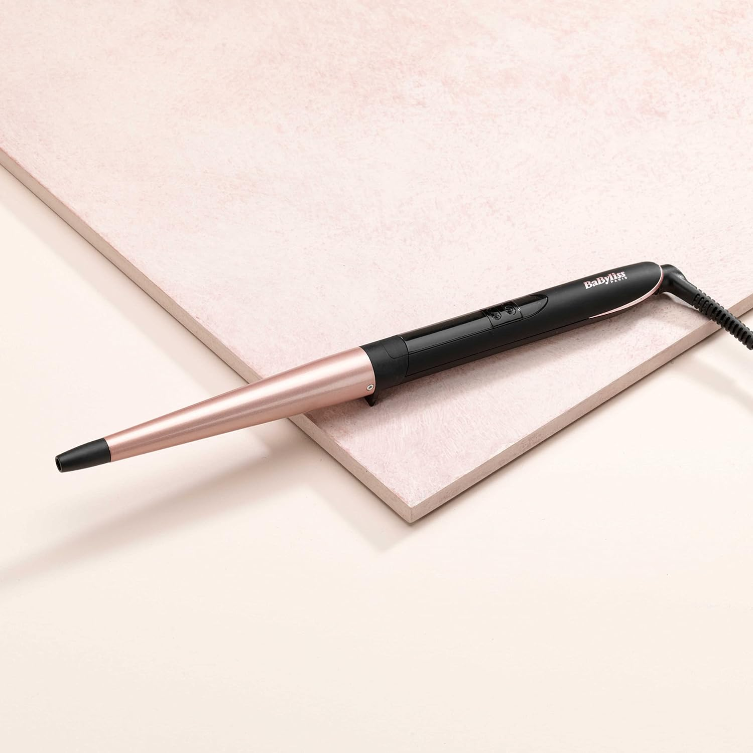 Babyliss Rose Quartz Conical Wand 13-25 Mm Conical Curling Iron for Natural Curls and Beach Waves, Pink Black, C454E image number 3