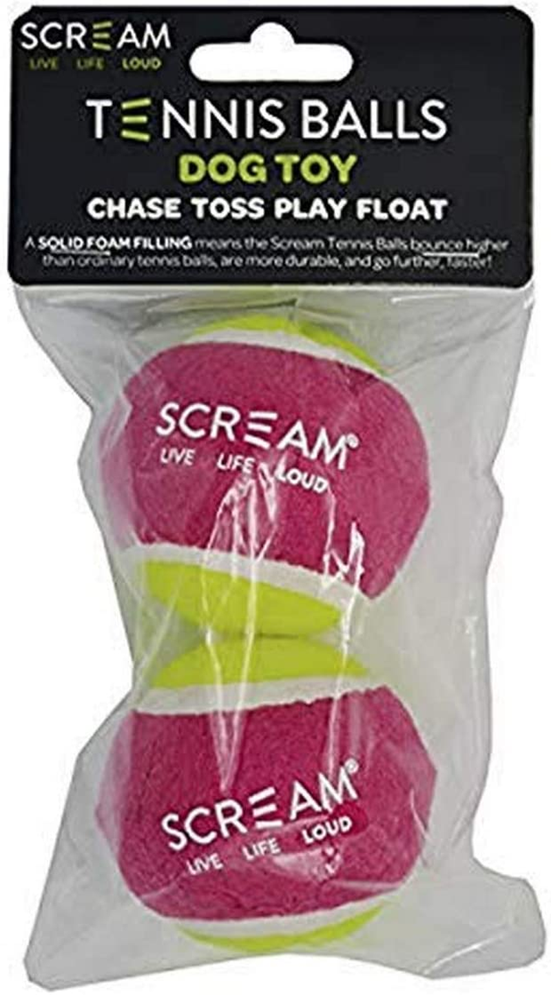 SCREAM 92-SDT04199 Solid Foam Tennis Ball 2Pk, Loud Green & Pink, 6.5Cm