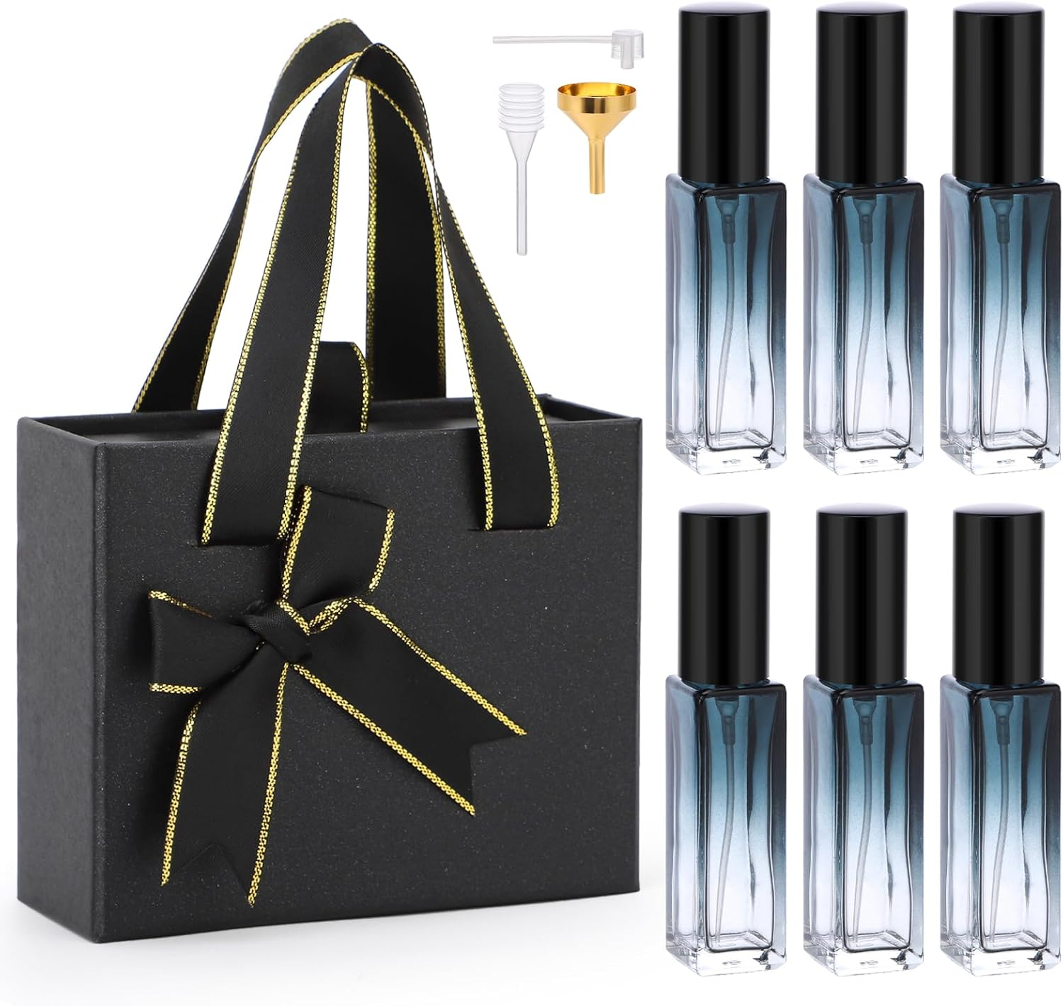 Segbeauty Atomizer Sprayer for Perfume - 6Pcs 10ML Travel Size Refill Bottle with Gift Box, Empty Glass Small Spray Bottle, Mini Sample Container, Travel Accessories