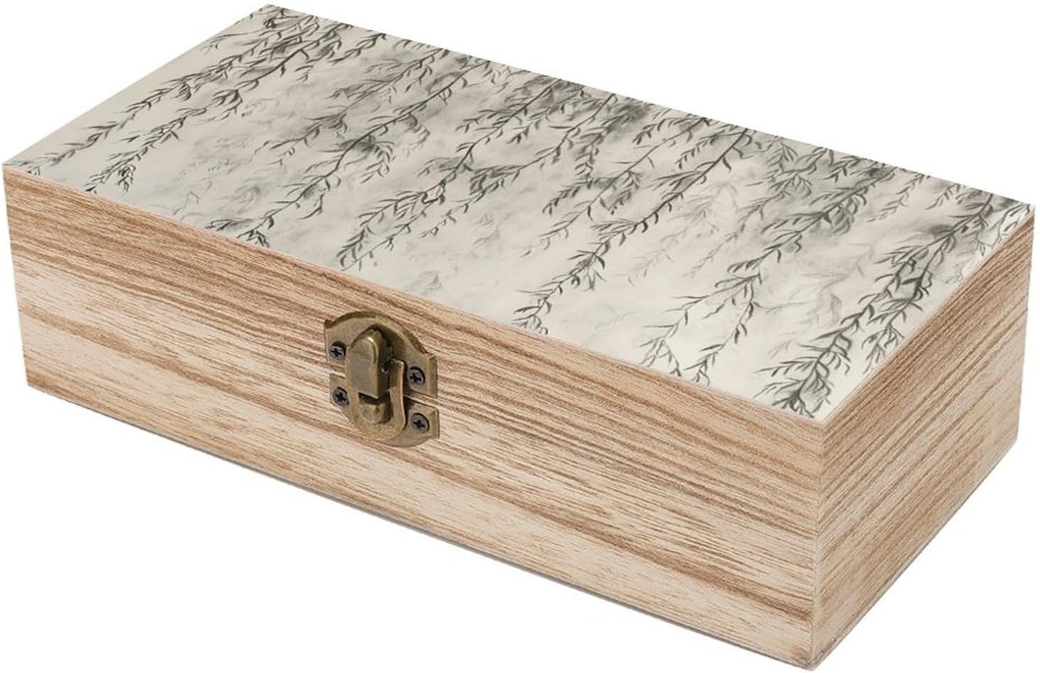 Willow Branch Drawing Wooden Box Wood Wedding Keepsake Boxes with Lids Small Decorative Boxes Lightweight Wooden Memory Storage Box for Crafts Keepsakes Jewelry Photo Letter Storage image number 1