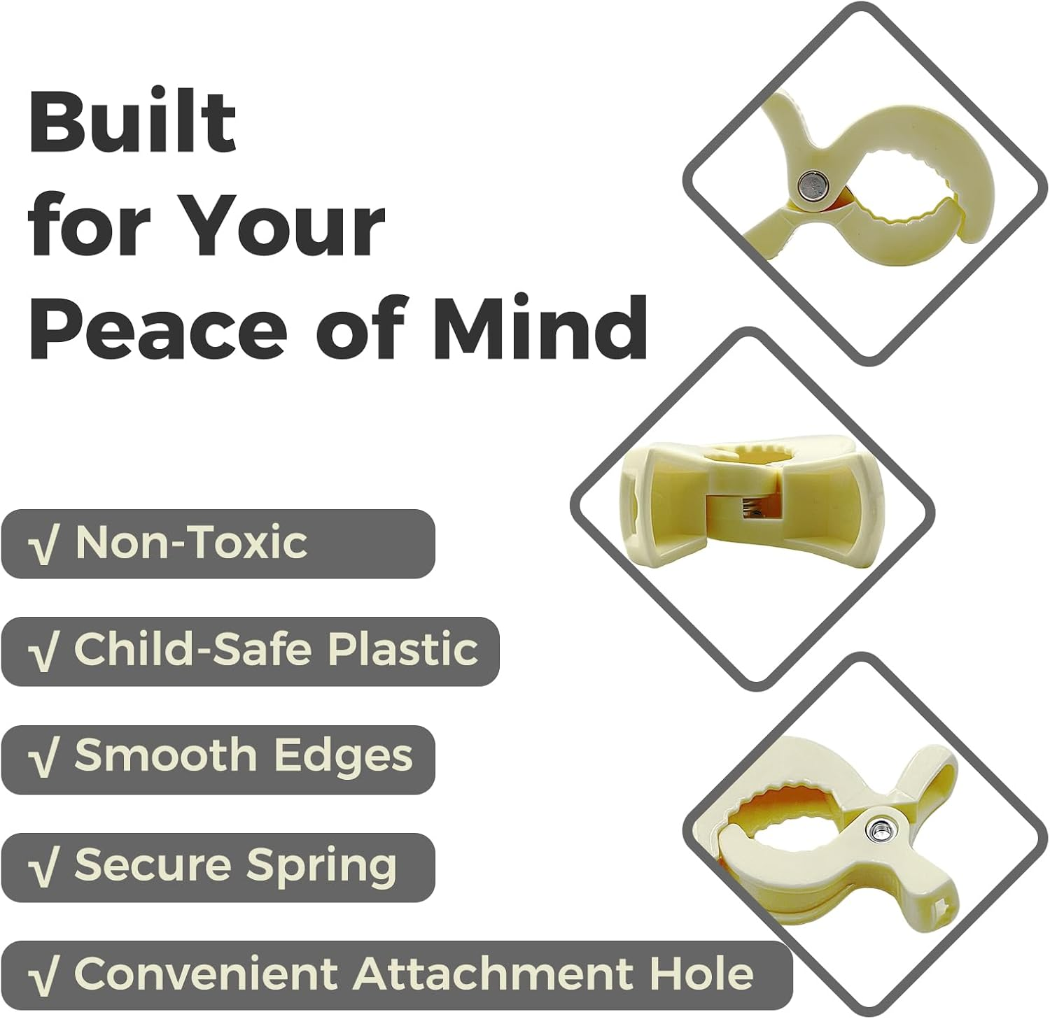 Universal Stroller Clips | 4PCS Multiuse Fasteners for Pram Toys, Sun Shades, and Blankets - Mix Colors image number 1