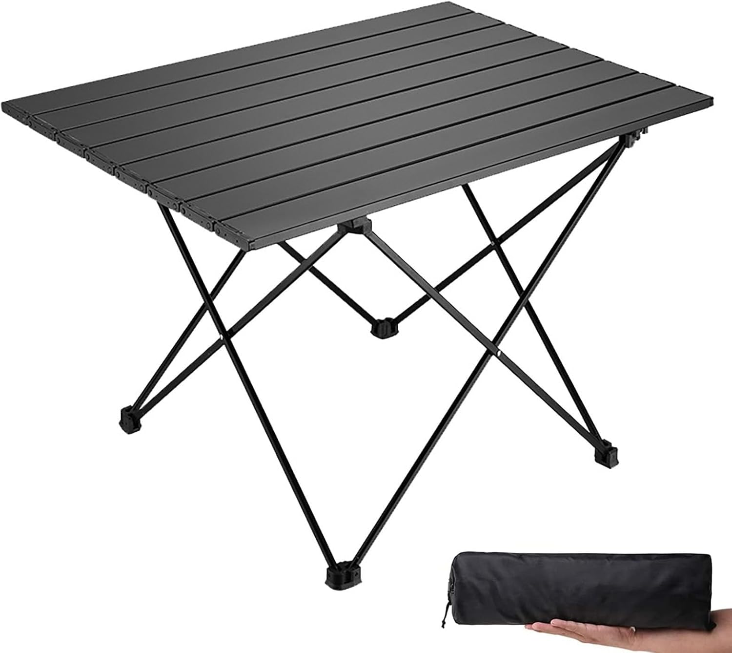SYGELER Small Folding Camping Table, Portable Folding Beach Table with Carry Bag, Easy Carry Compact Design for Outdoor, Picnic, BBQ, Beach, Festival, Home Use - Black image number 2