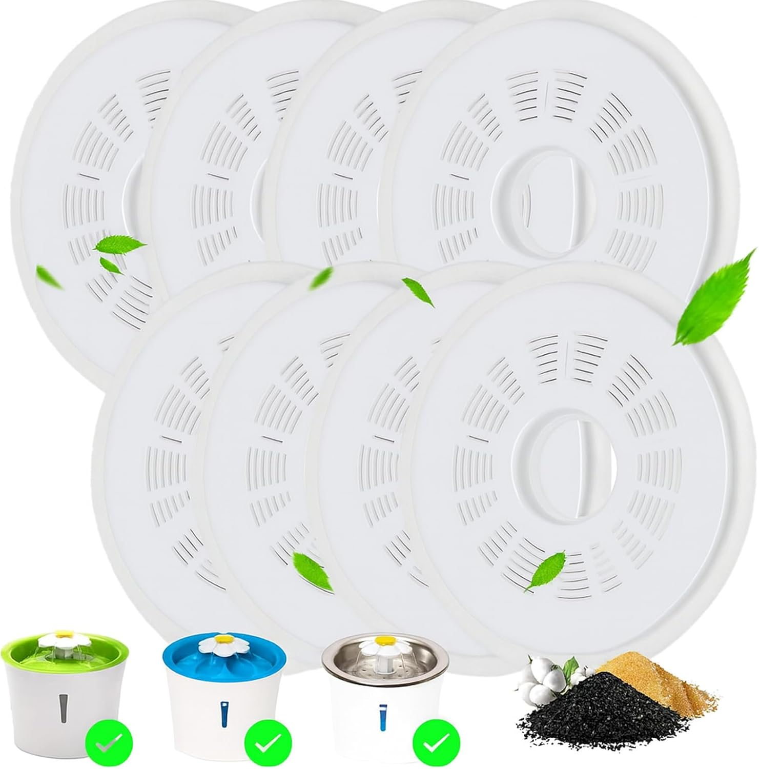 Gekufa Cat Fountain Filter, 8 Peck Triple Action Filter, Triple Effective Replacement Filter, Drinking Fountain Filter Compatible with 3L Flower Pet Water Dispenser Fountain image number 5