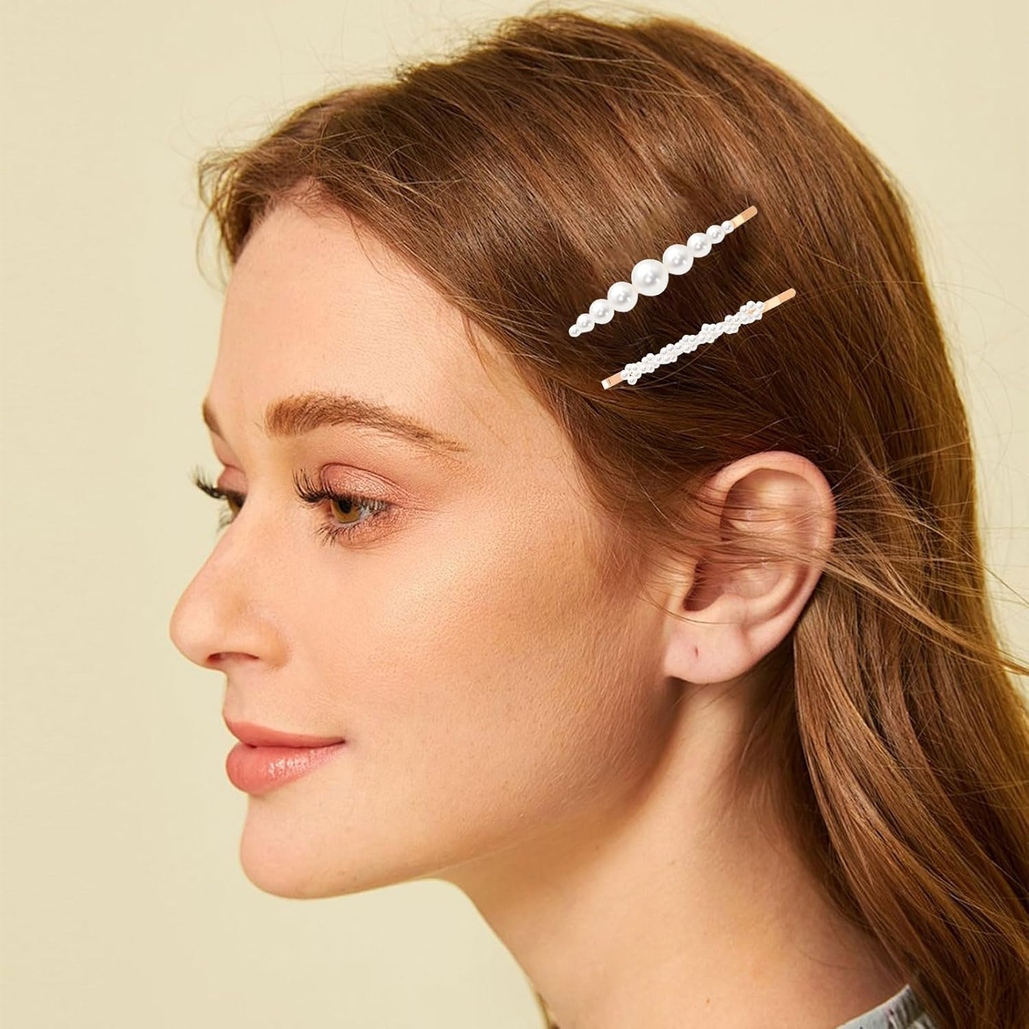 TELAIN Vintage Pearl Bobby Clips, Set of 5 with Different Designs, Retro Hair Accessories for Everyday, Parties and Special Occasions image number 5