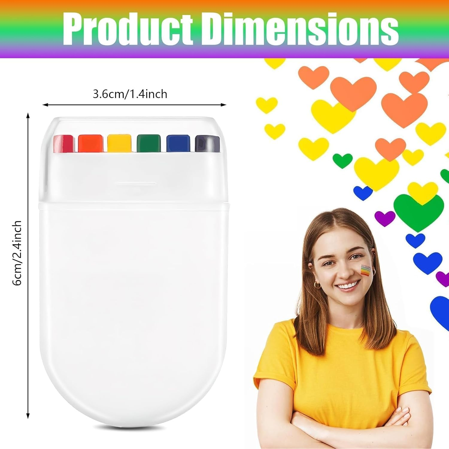 Rainbow Face Paint, 2 Pcs LGBT Paint, Pride Flag Paint for Gay Pride Parade, Pride Month Celebrations, Party,Cosplay, Halloween Makeup(2 Pcs) image number 4