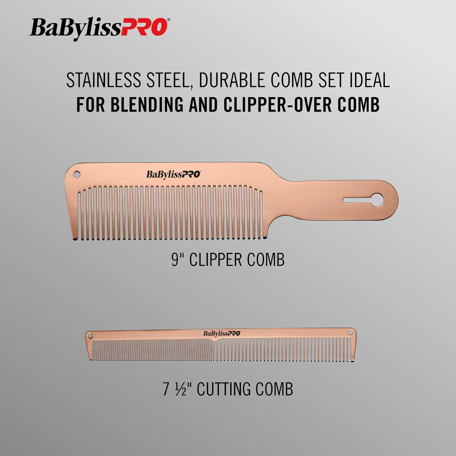 Babylisspro Barberology Comb Set - Rosefx Metal for Unisex 2 Pc Comb