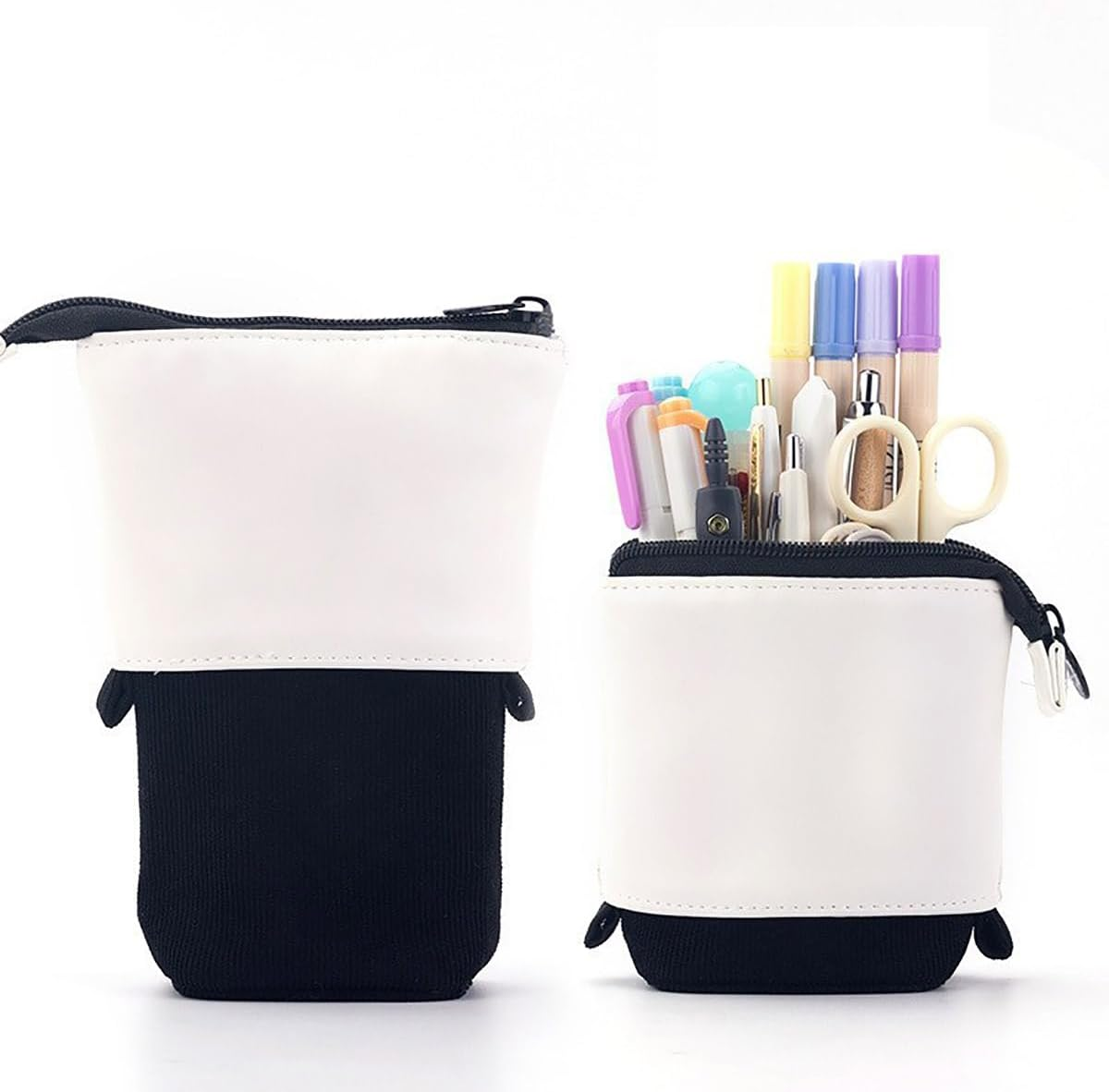 AIMALL South Korea Cute Simple Telescopic Pen Holder, Stretchable Canvas Pencil Bag, Pull-Down Design, Ideal for School and Office Supplies