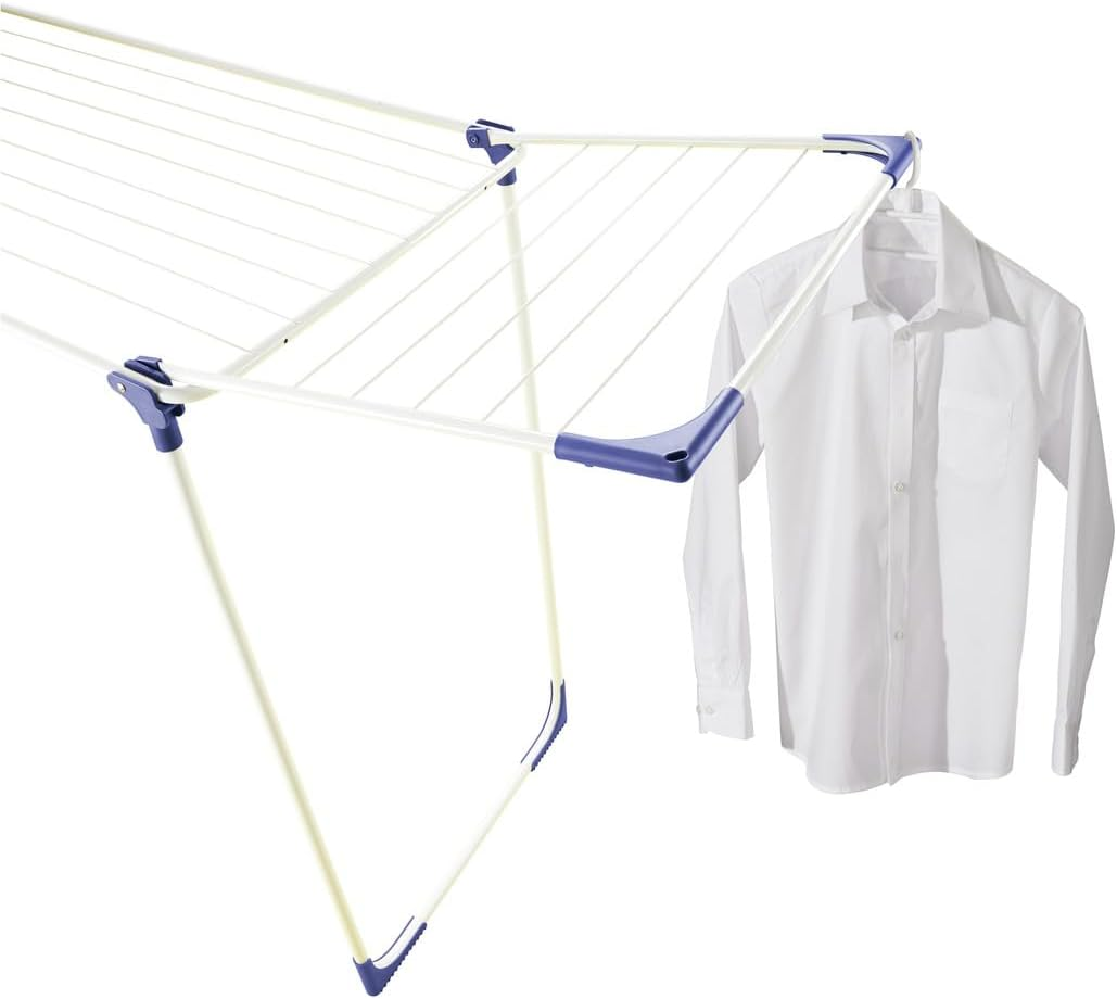 Leifheit Pegasus 180 Solid Clothes Airer Indoor Outdoor Laundry Drying Rack with 18M Line Space, Foldable Wings for Long Garments, Space for Two Loads, with Four Coat Hanger Hooks image number 3