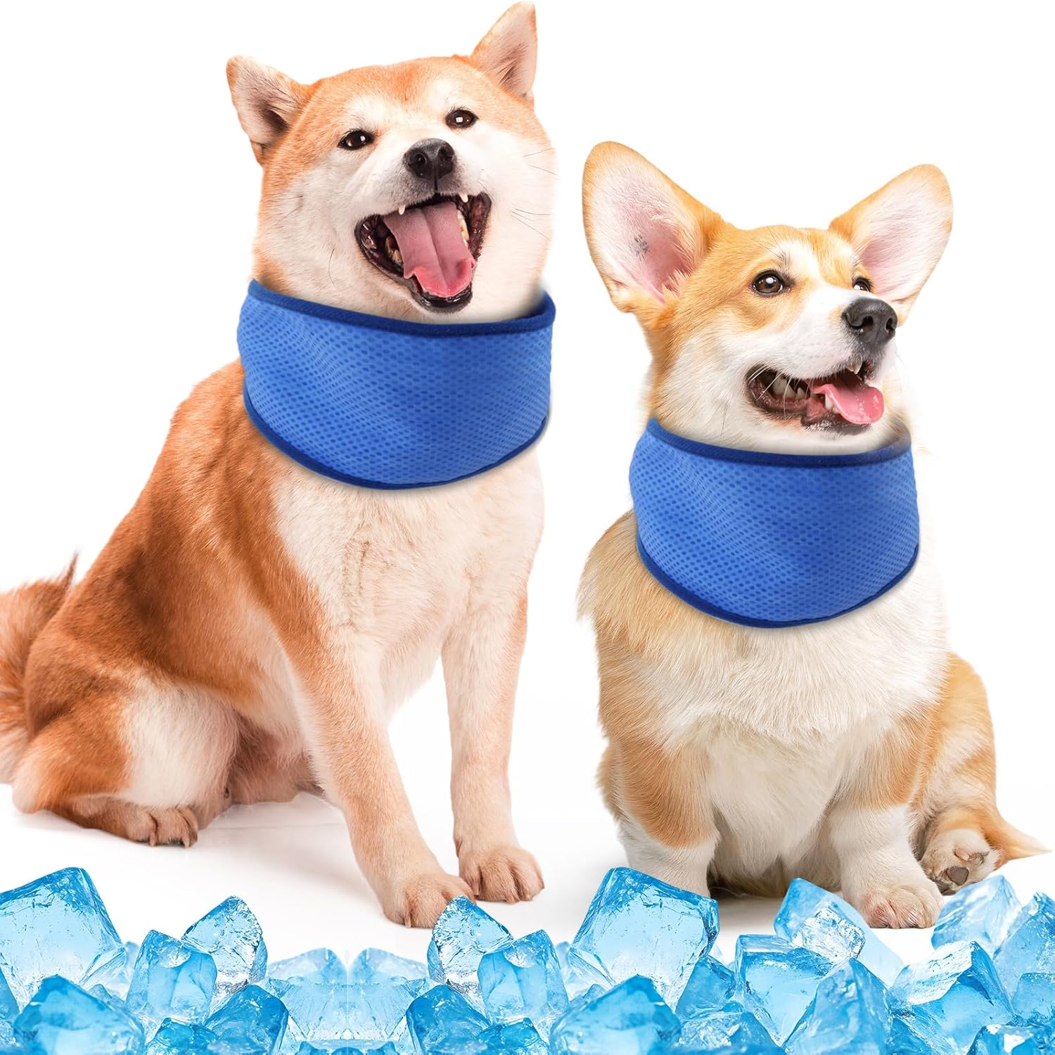 2 Pack Dog Cooling Bandana, Instant Dog Cooling Scarf, Adjustable Cooling Collar for Small Medium Large Summer (Blue, M) image number 5