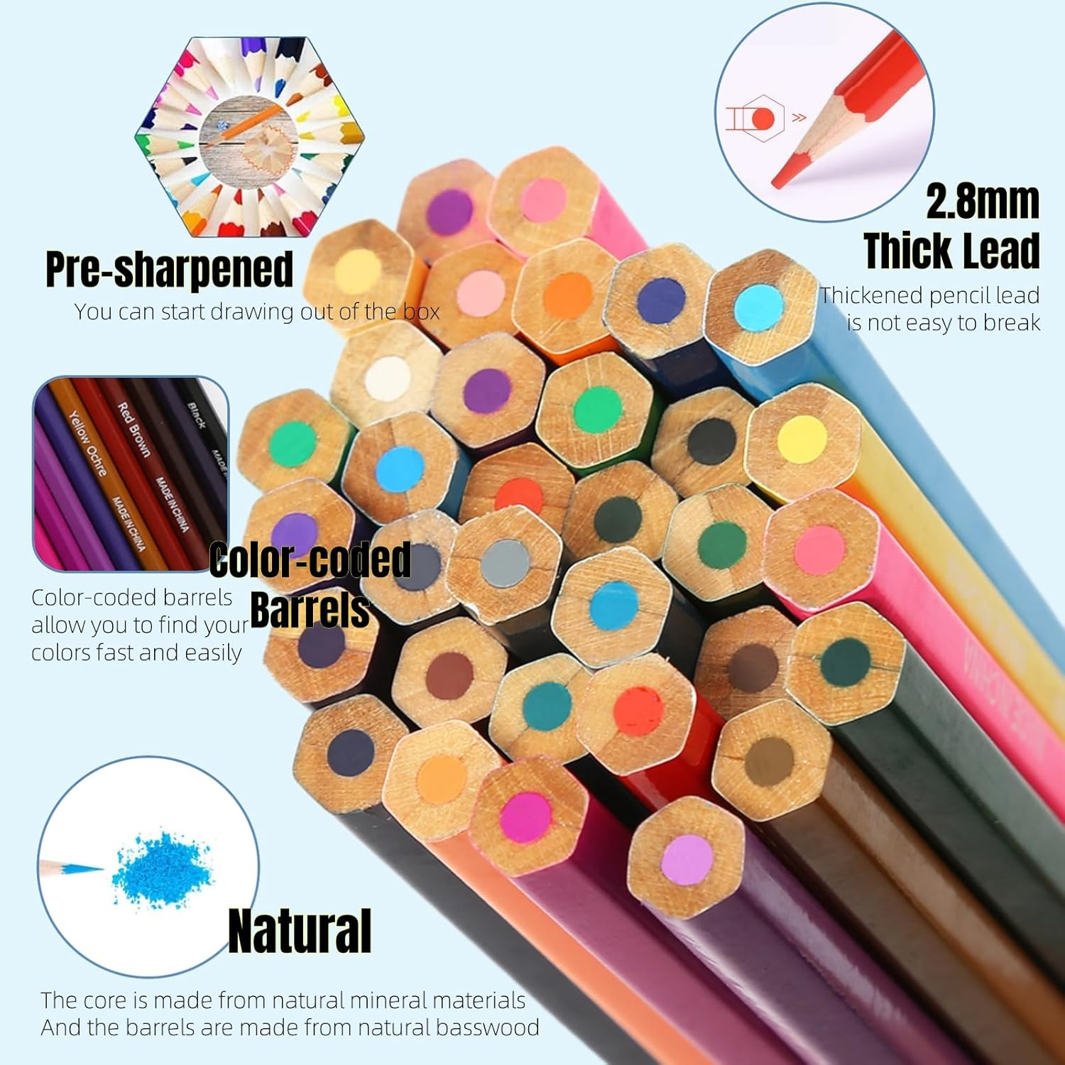 Colored Pencils for Adult Coloring Books 48 Count Art Drawing Pencils Soft Core Ideal for Drawing Blending Shading, Color Pencils Set Adults Kids Beginners (48 Colors)