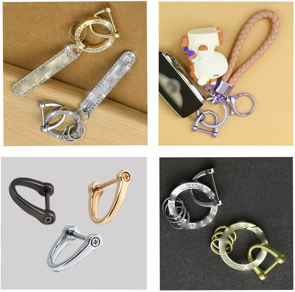 Changyeah 15 Pcs Screw in Shackle Semicircle D Ring, Horseshoe U Shape D Ring,D-Rings Screw in Shackle Horseshoe U Shape D Ring,Handbag U Shape D Ring with Small Screwdriver (Gold, Black, Silver image number 4
