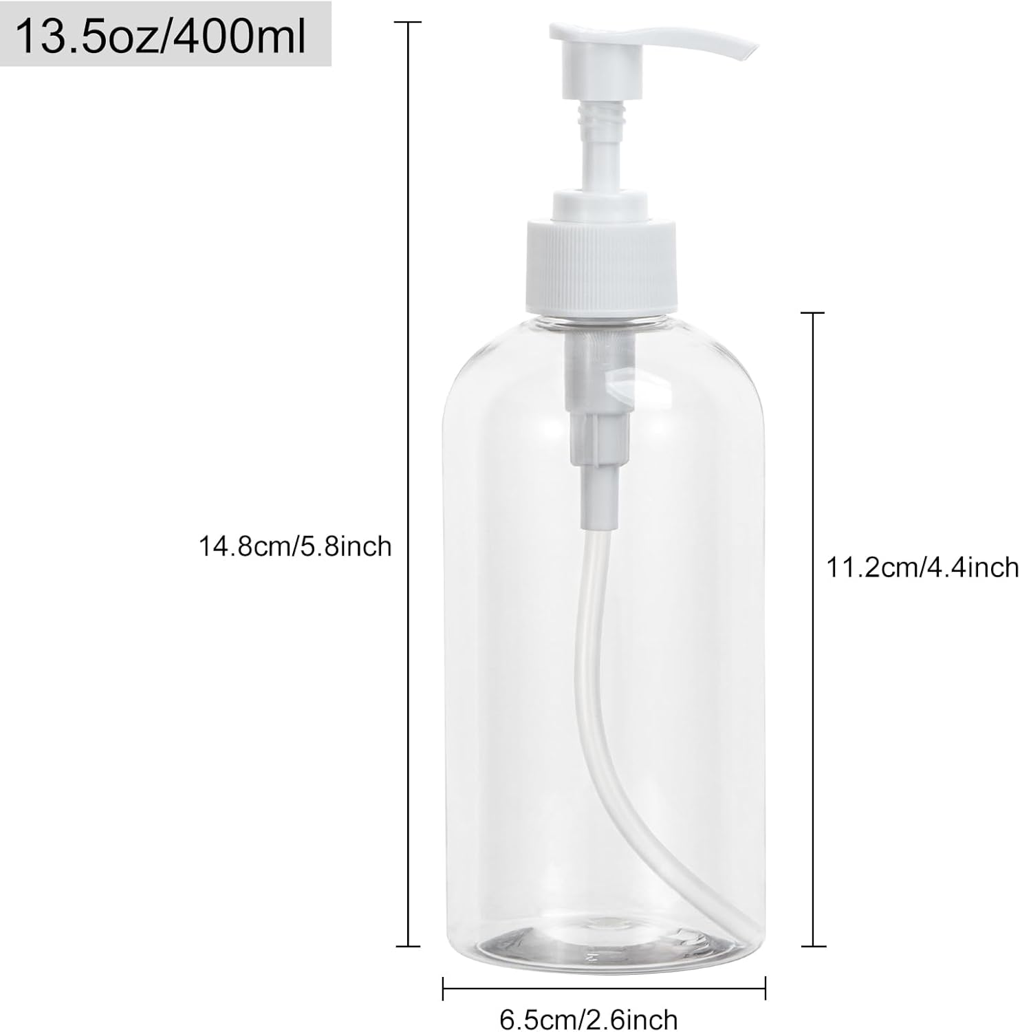 Yebeauty Pump Bottle Dispenser, 2 Pack 13.5Oz/400Ml Dish Lotion Soap Dispenser Plastic Liquid Shampoo Container for Bathroom Kitchen Hotel Body Wash, Clear