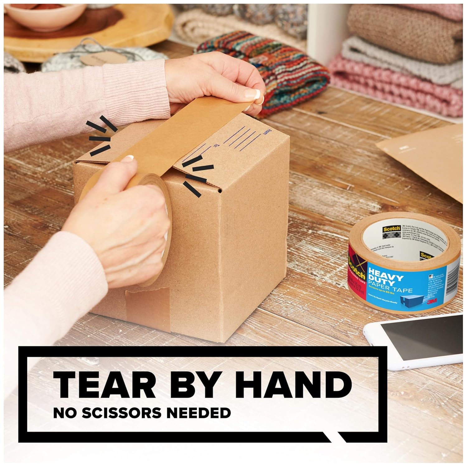 Scotch Box Lock Paper Packaging Tape, 8 Rolls, 1.88 in X 900 In, Durable Holding Power, Strong Secure Seal, Curbside Recyclable (7850-23-8GC) image number 2