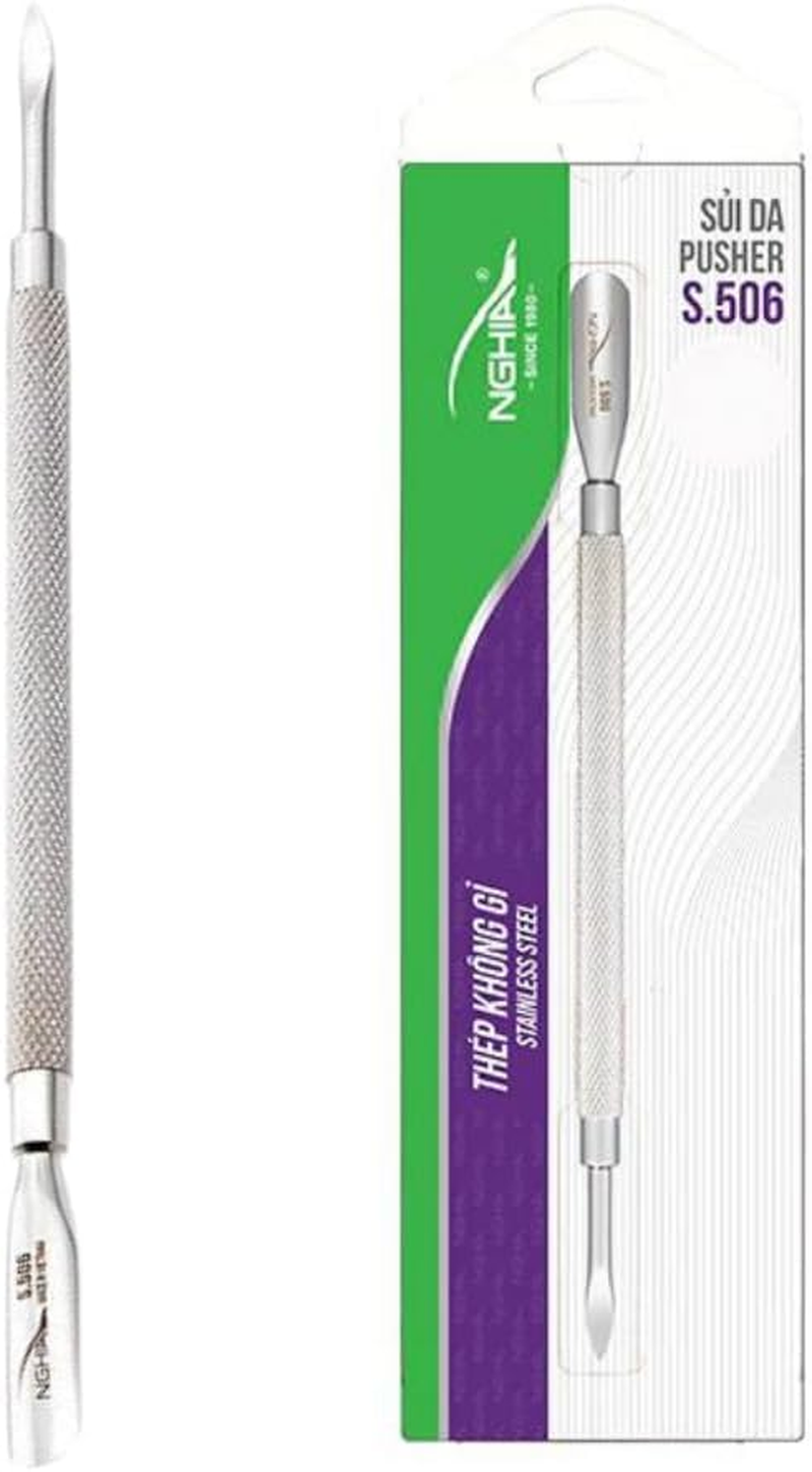 NGHIA - P.03 Stainless Steel Nail Cuticle Pusher Double Ended Spoon & Pointed image number 1