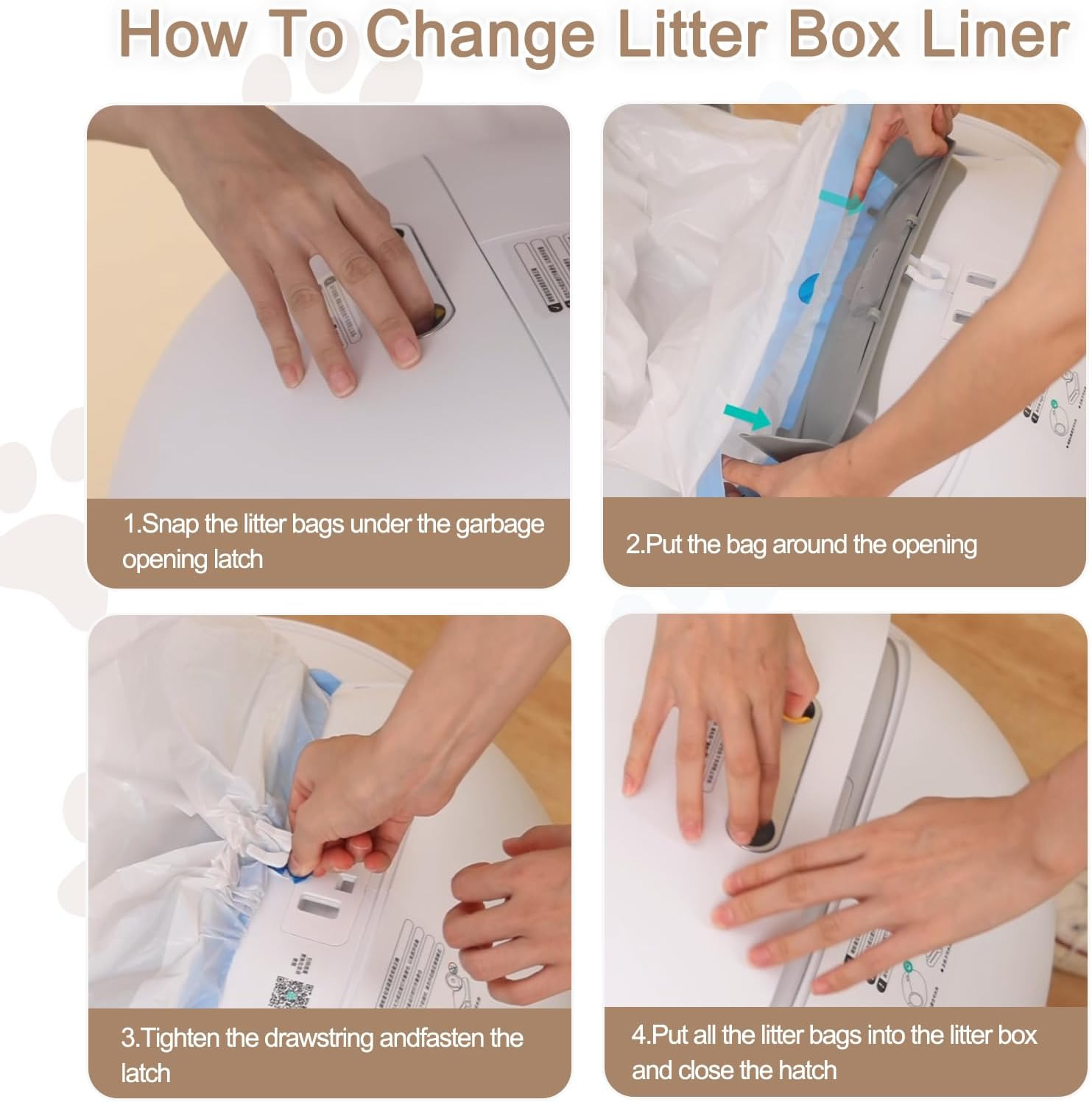 Tafoyu Cat Litter Box Bags with Drawstrings, Bin Bags with Carry Handle, Self-Cleaning Cat Litter Box, Rubbish Bags, Scratch-Resistant for Pets, Cats, Dogs, Poop Cat Litter, 6 Rolls/90 Pieces image number 6