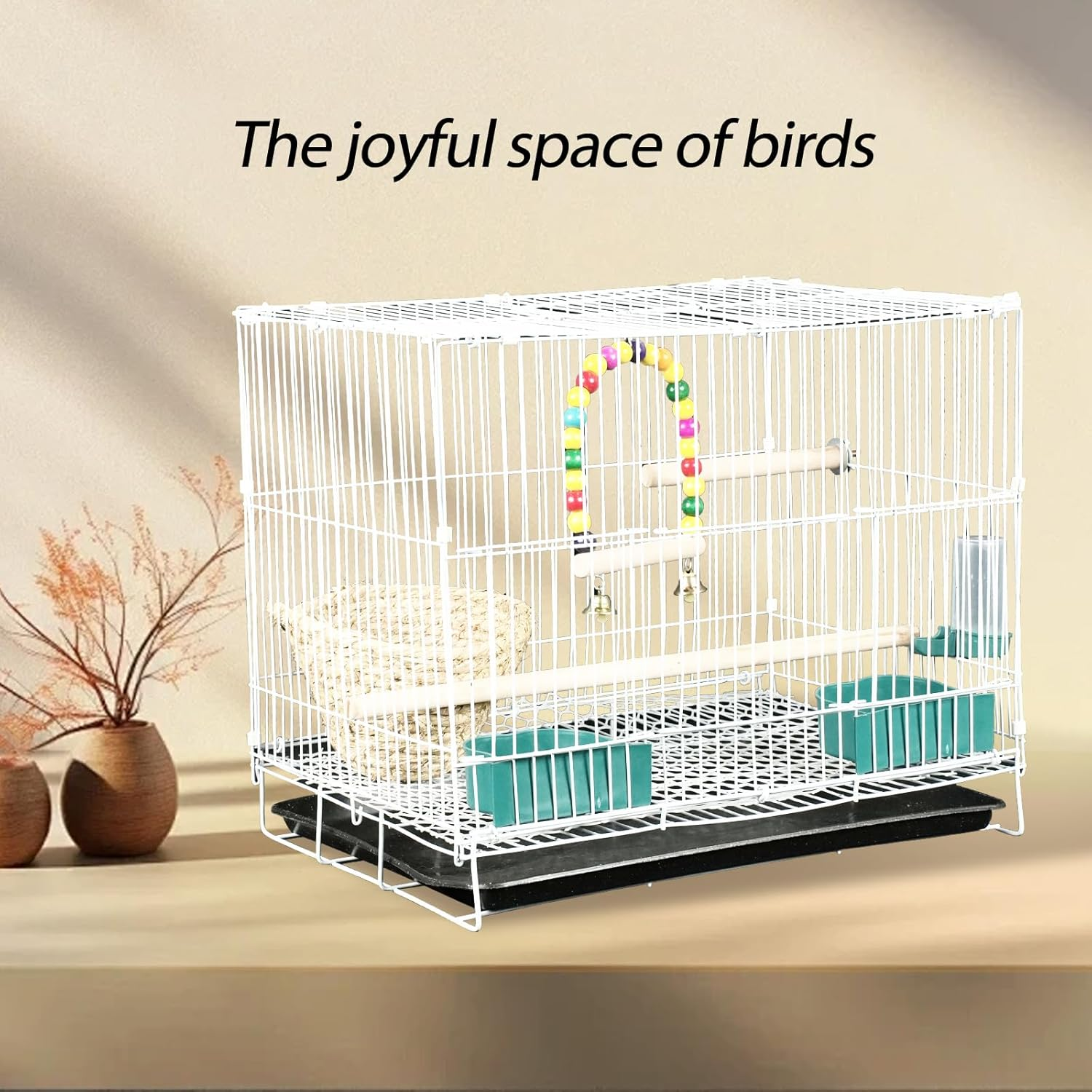 Lightweight Bird Cage Set,With Birdcage,Bird Toys,Straw Bird Nest,And Convenient Cleaning Tray,Suitable for Long Tailed Parrot, Love Bird, Parrot, Sparrow, Canarie, Suitable for Families or Travel image number 6