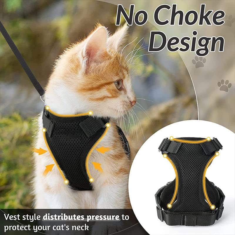 AIMALL Cat Dog Harness & Leash Walking Escape Proof Adjustable Reflective Vest Harness, Breathable Comfort Fit for Outdoor Activities, Neck 8.5-11", Chest 13.5-16" image number 4