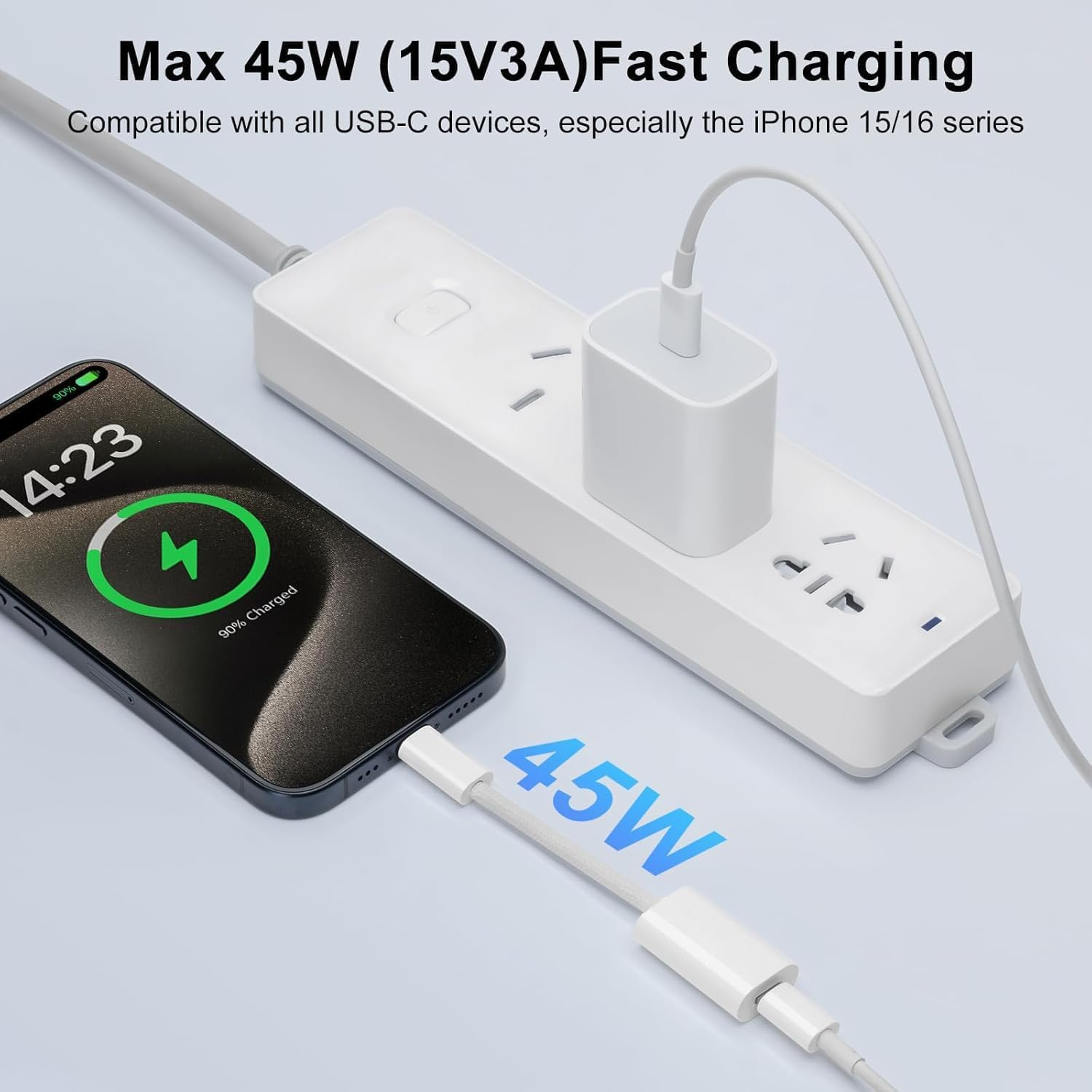 FARLINK USB C to Lightning Headphone Audio & Charging Adapter, 5-In-1 Charging/Data Transfer/Audio Adapter/Phone Calls/Control Music for Iphone 17/16/15, Ipad Pro, Macbook, Galaxy (Braid Cable)