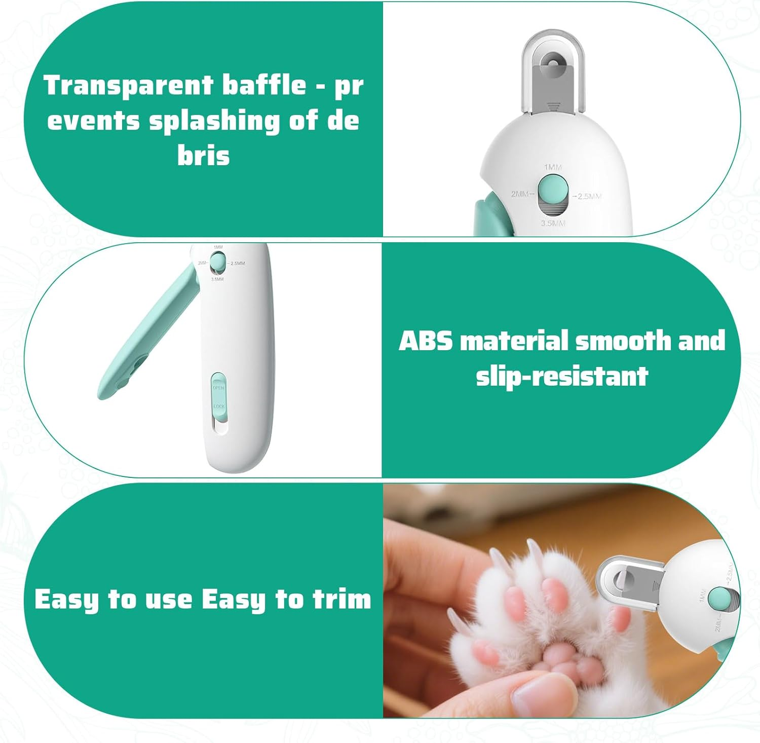 Cat Nail Clippers, Cat Claw Clippers, Cat Nail Clippers with Nail File, round Hole Blade, Adjustable Aperture with Hidden Nails File, Ideal for Pet Grooming and Pets Claw Care (Blue) image number 1