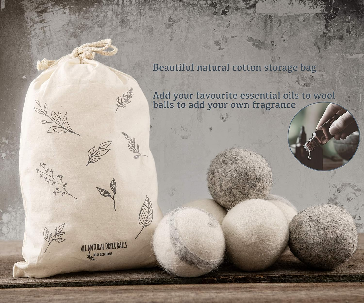 Wool Dryer Balls Premium 6 Pack Mixed Colours | Natural Fabric Softener | Reduces Wrinkles & Drying Time | Reusable & Sustainable Eco-Friendly Laundry Balls -Dryer Sheets Alternative | Mika Creations image number 1