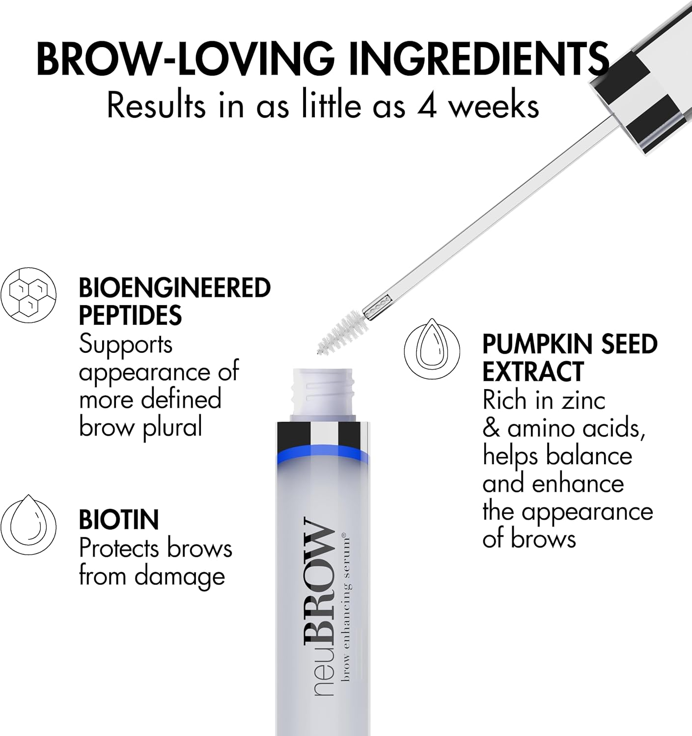 Neubrow Brow Enhancing Serum by Skin Research Laboratories - 3.6 Ml Eye Brow Serum for Defined, Fuller & Thicker-Looking Hair Brows - Advanced Formula Promotes Natural & Healthy Appearance of Brows image number 3