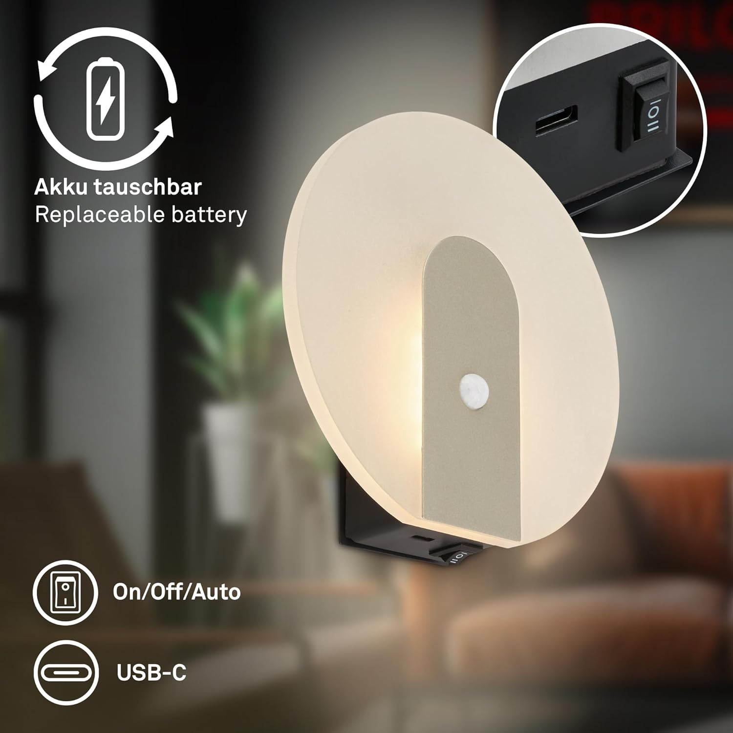 BRILONER Sticklights LED Wall Light without Power Connection and No Drilling with Motion Sensor, Battery, Magnetically Removable, Wall Lamp for Gluing, Reading Lamp, Hallway Lamp, 15 X 3.7 X 14.7 Cm image number 5