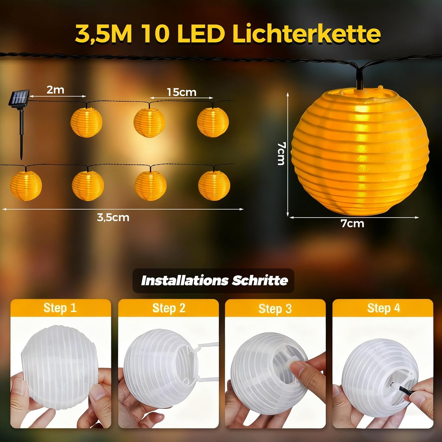 Alegre 3.5 M 10 LED Solar Fairy Lights Lantern Outdoor with 8 Modes image number 5