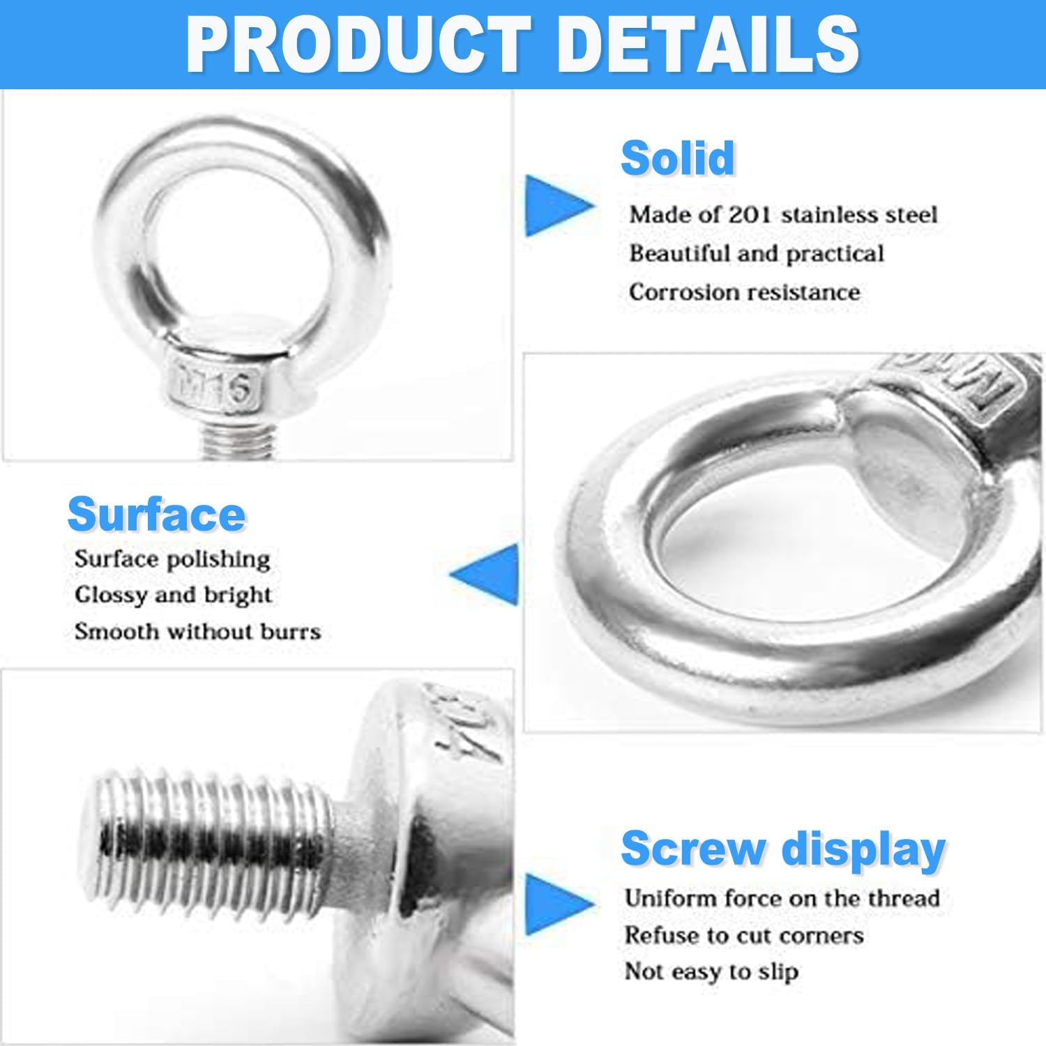 Wzenclave 10Pcs Carabiners 304 Stainless Steel Eye, 10 Pieces Stainless Steel Awning Pipe Plug 6Mm, with 10 Climbing Buckles, Ideal for Caravans, Motorhomes, Campervans Camping Tent Equipment image number 6