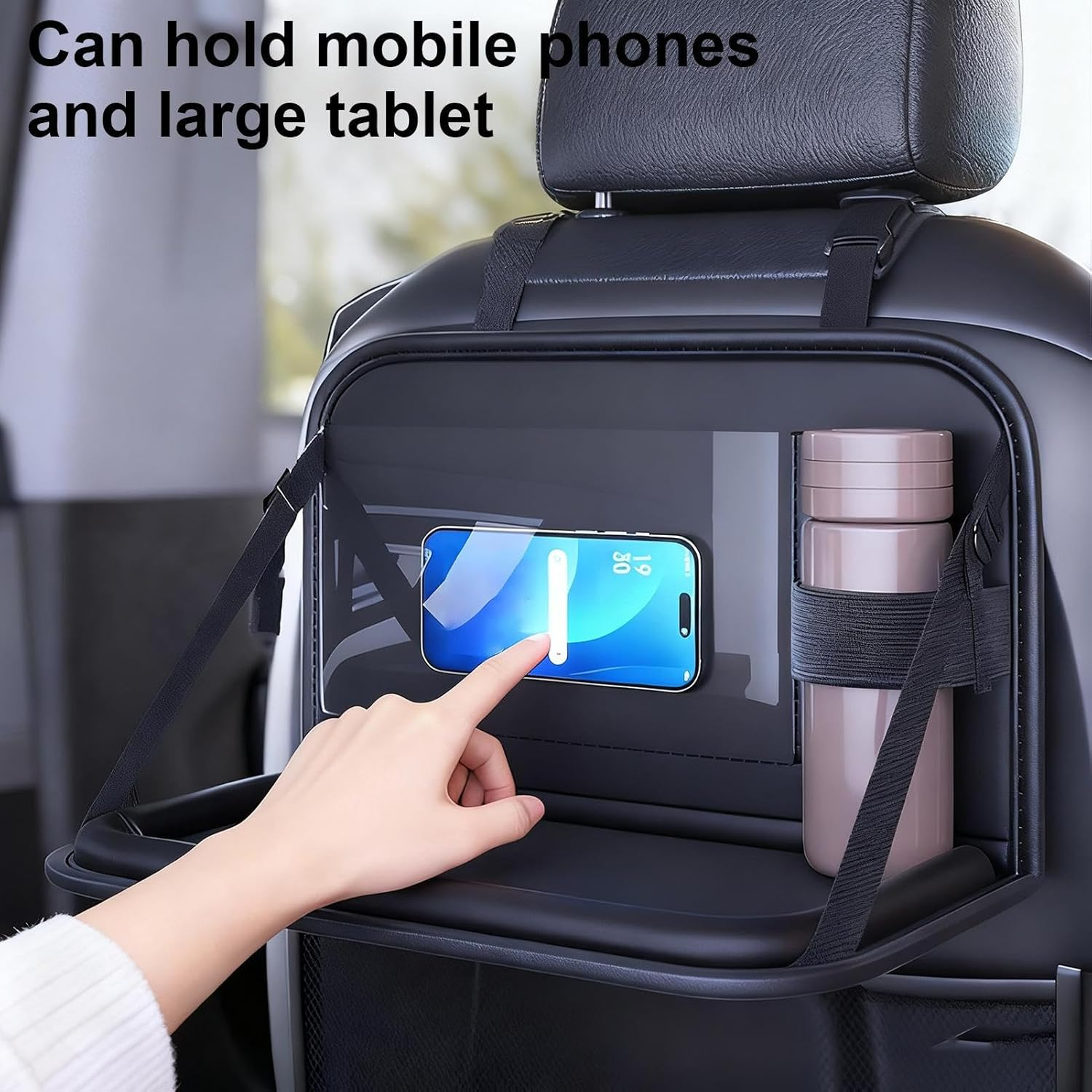 Car Seat Table,Foldable Rear Desk Storage Laptop Holder | Kids Travel Tray,For Toddler Airplane Camping Long Ride Snack Time Eating Office Work Passenger image number 6