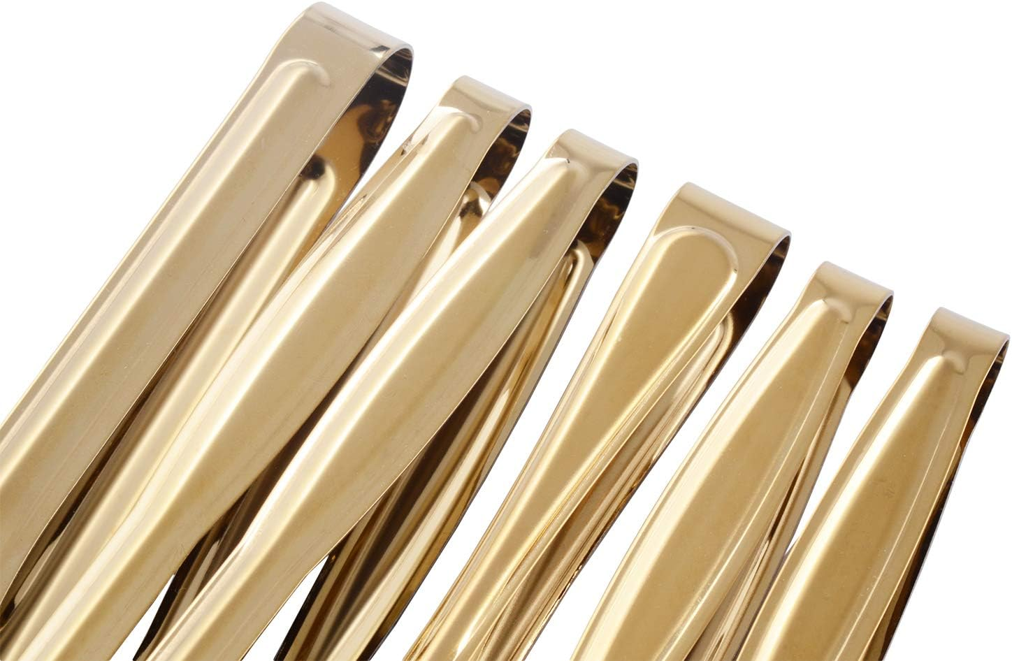 Gold Plated Mini Serving Tongs Set 6-Inch Appetizers Tongs Stainless Steel Small Sugar Cube Tongs Ice Tongs, Set of 6 image number 4
