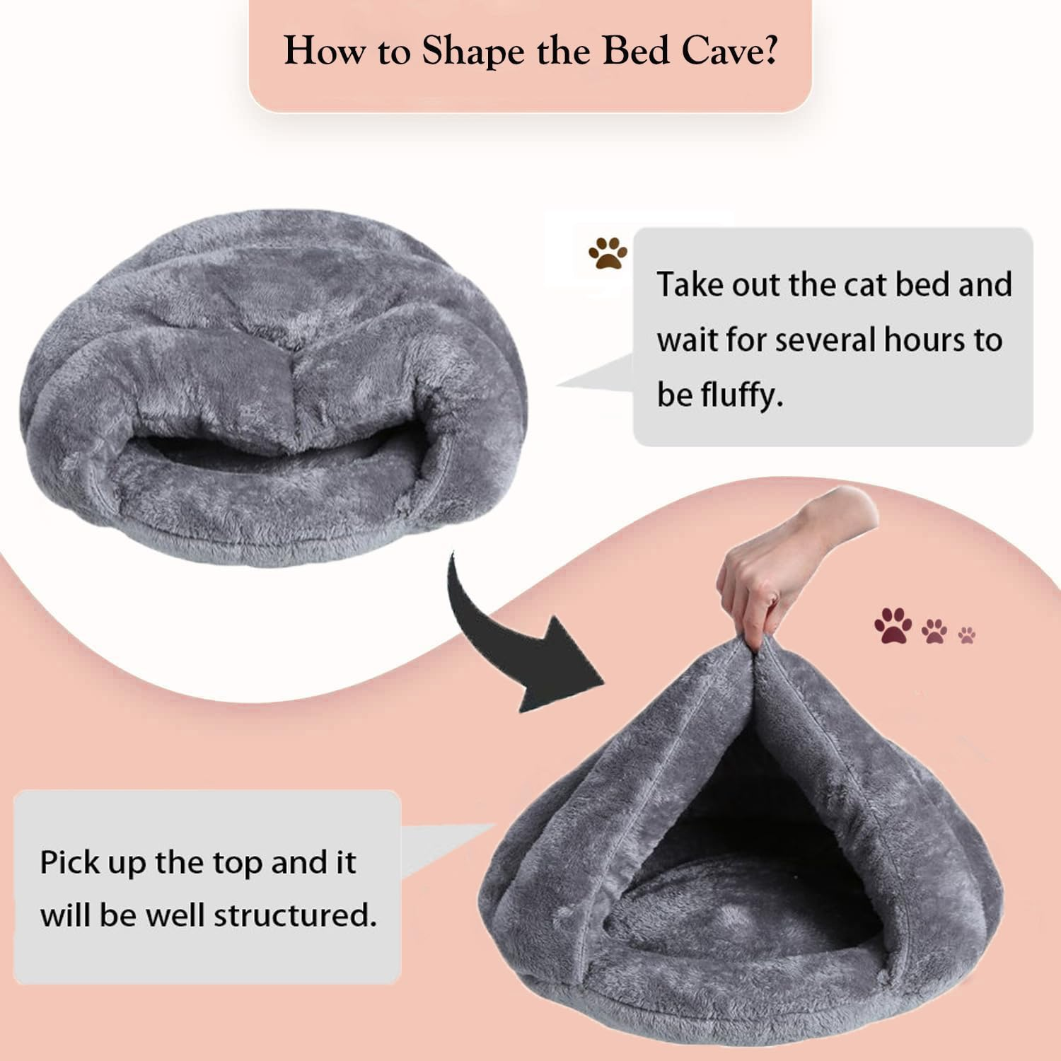 Beskie Pet Tent Cave Bed for Small Medium Cats Dogs Pets Sleeping Bag Thick Fleece Warm Slipper Dog Bed Cuddler Burrow House Hole Igloo Nest Cozy Triangle Bed for Cat Puppy image number 6