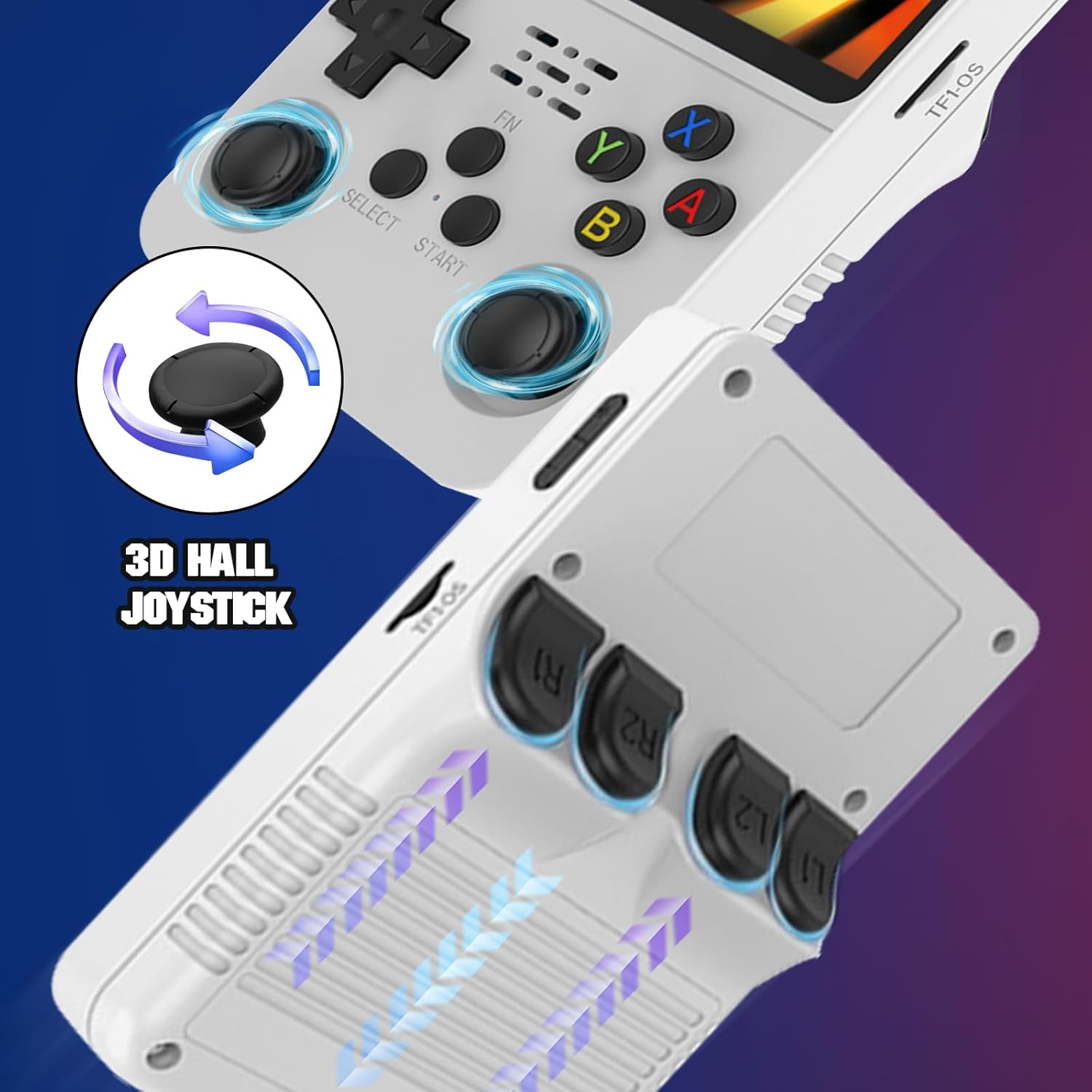 R36S 3.5 Inch Retro Gaming Console, 21000+ Games Retro Handheld Game Console, Video Game Console with Dual Stylem Linux/Garlic Supports & Dual 3D Joysticks 128G (White) image number 5
