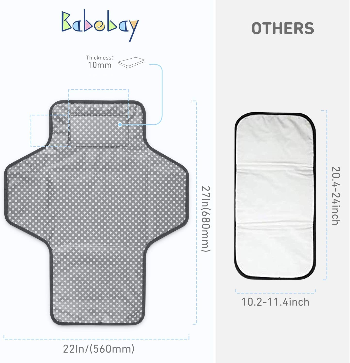 Portable Changing Pad for Baby, Waterproof Travel Changing Pads for Moms, Dads, with Built-In Pillow, Excellent Baby Shower, Registry Gifts image number 6