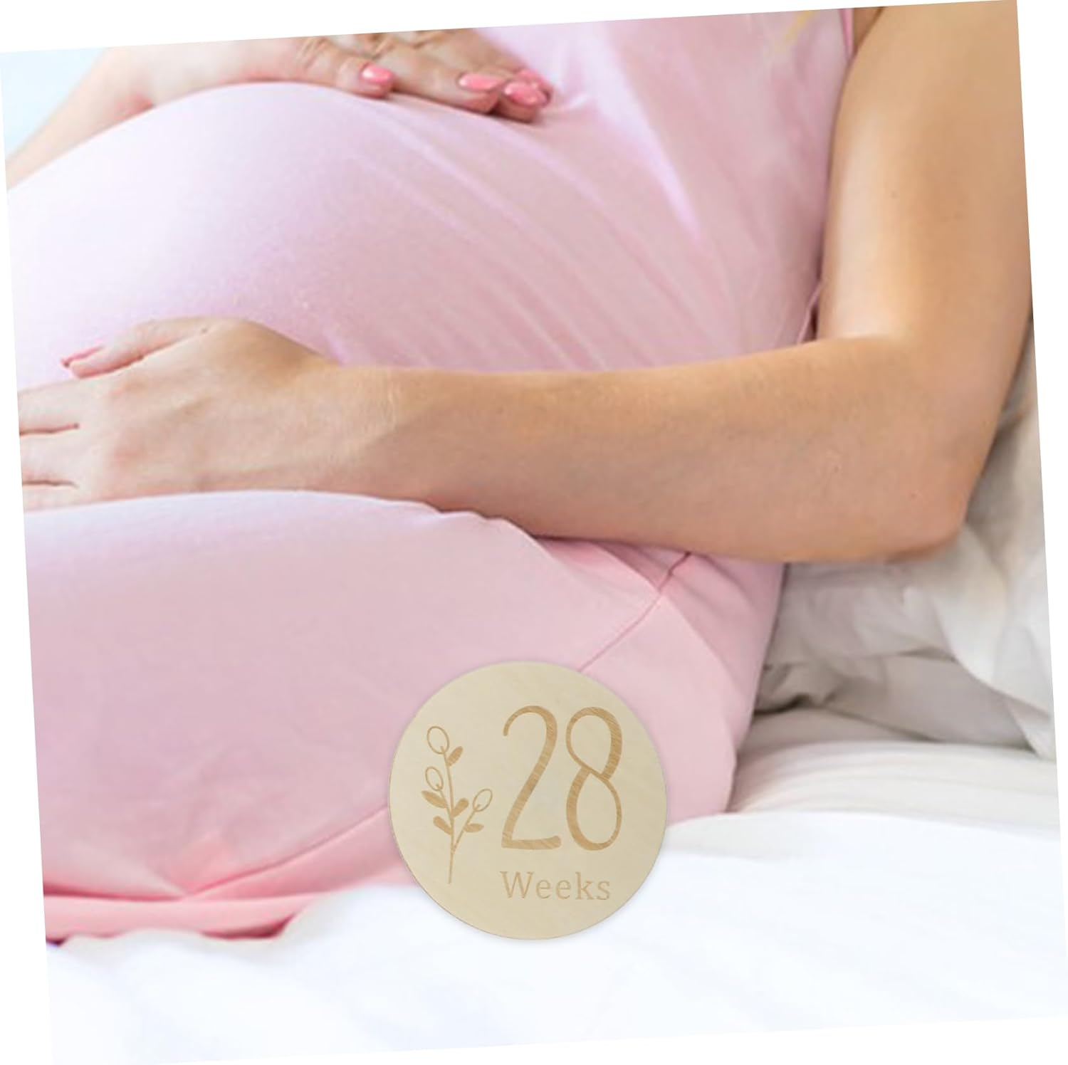 11Pcs Wooden Pregnancy Weekly Milestone Markers Growth Tracker Cards Photo Props for Pregnant Journey image number 2