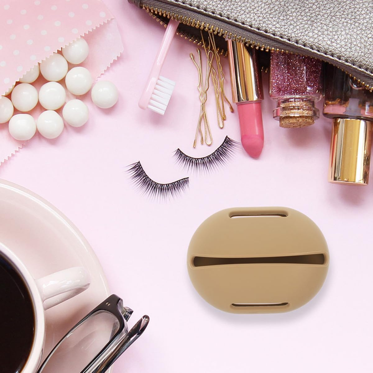 BCOATH Breathable Cosmetic Egg Container Silicone Makeup Sponge Holder with Travel Storage Pouch Powder Puff Organizer for Makeup Supplies for Women image number 6