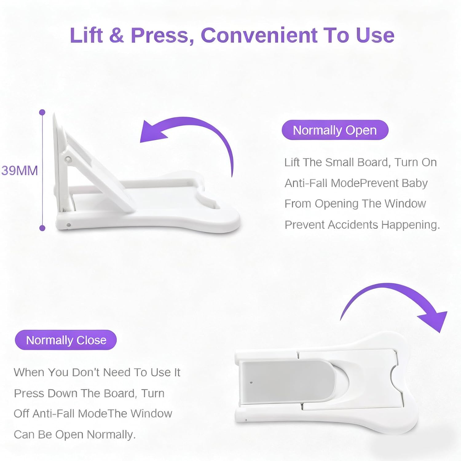 4 Pcs Sliding Door Lock, Child Safety Locks for Sliding Doors, No Drill Installation, Child Proof Cupboard Locks for Kitchen, Bathroom, Laundry, White image number 5