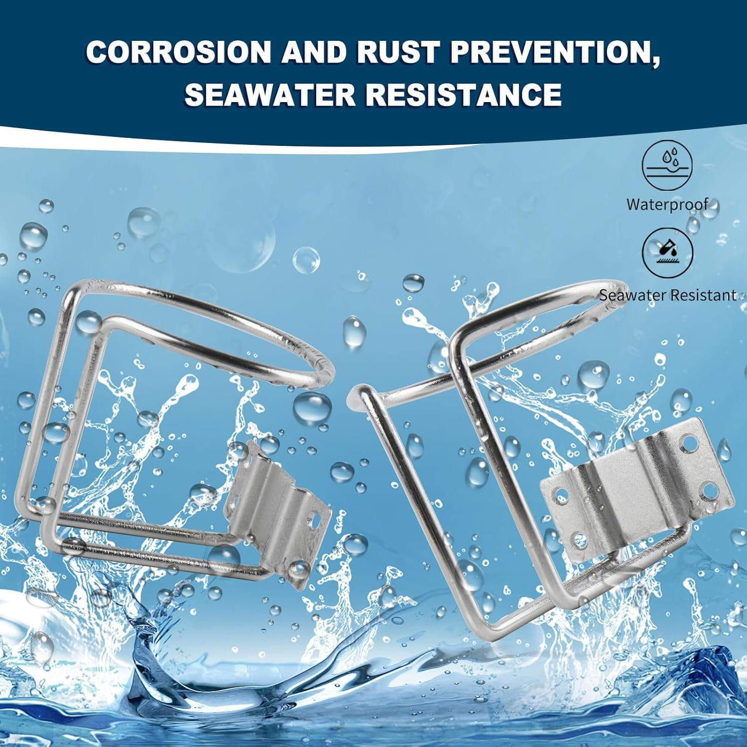 Evervanz 2Pcs Stainless Steel Boat Ring Cup Drink Holder Universal Drinks Holders for Marine Yacht Truck RV Car Trailer Hardware G_27 image number 1