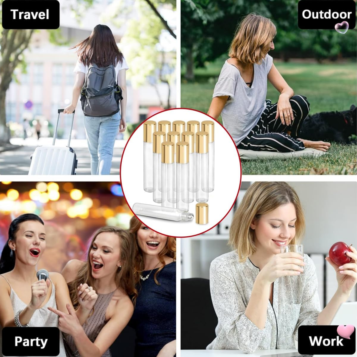 12PCS Glass Roller Bottles,Ywbfove Refilled Stainless Steel Empty Bottles, Essential Oils, Perfume Bottles Empty Glass Roller Bottles (1 Bottle Opener and 2 Droppers) image number 4