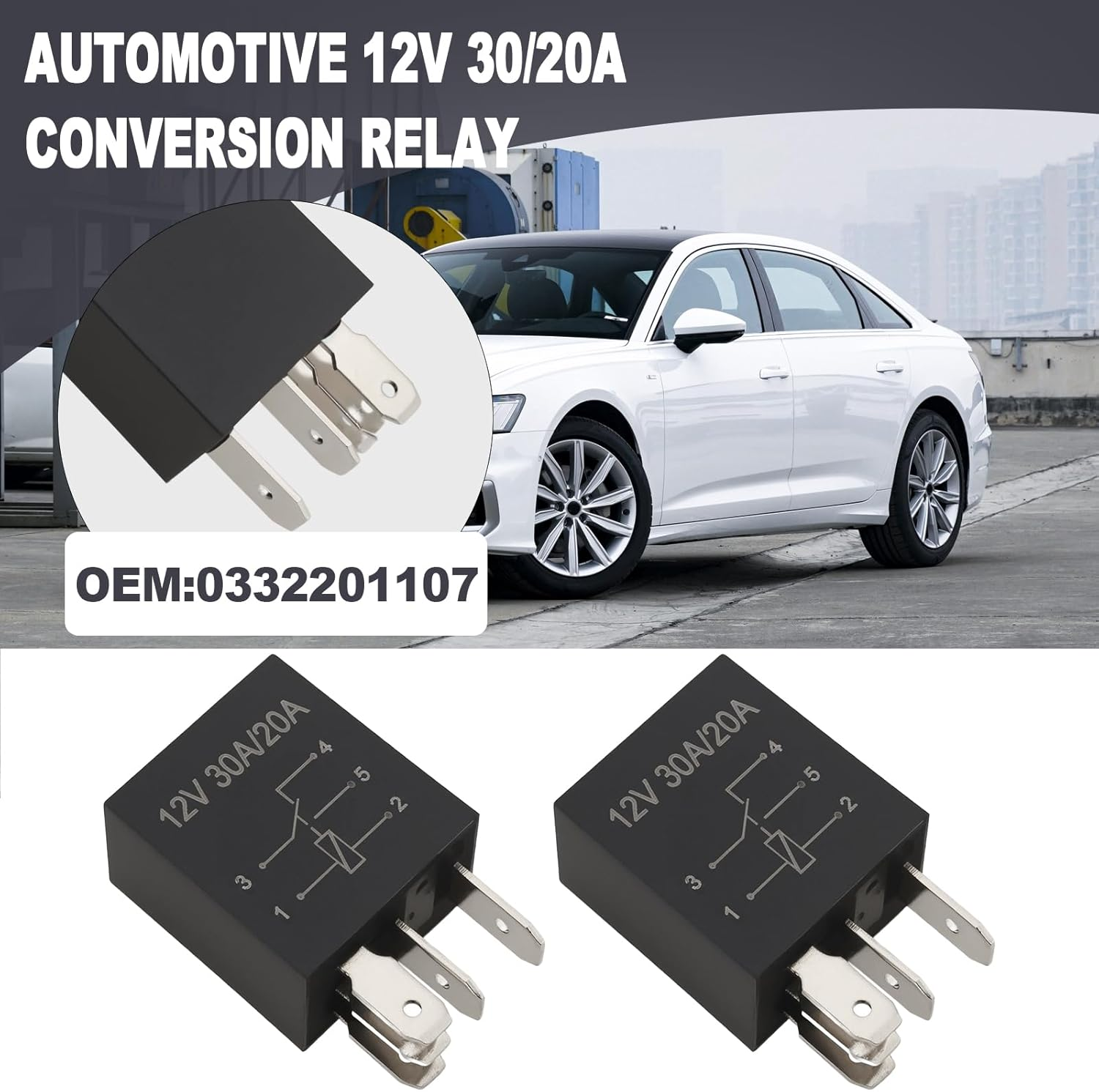 Be in Your Mind 2Pcs 5Pin 12V 30/10A Car Micro Relay Replacement Part 0332201107 Compatible with Audi 80 (1972-1990) Compatible with Audi 90 (1984-1990) image number 4