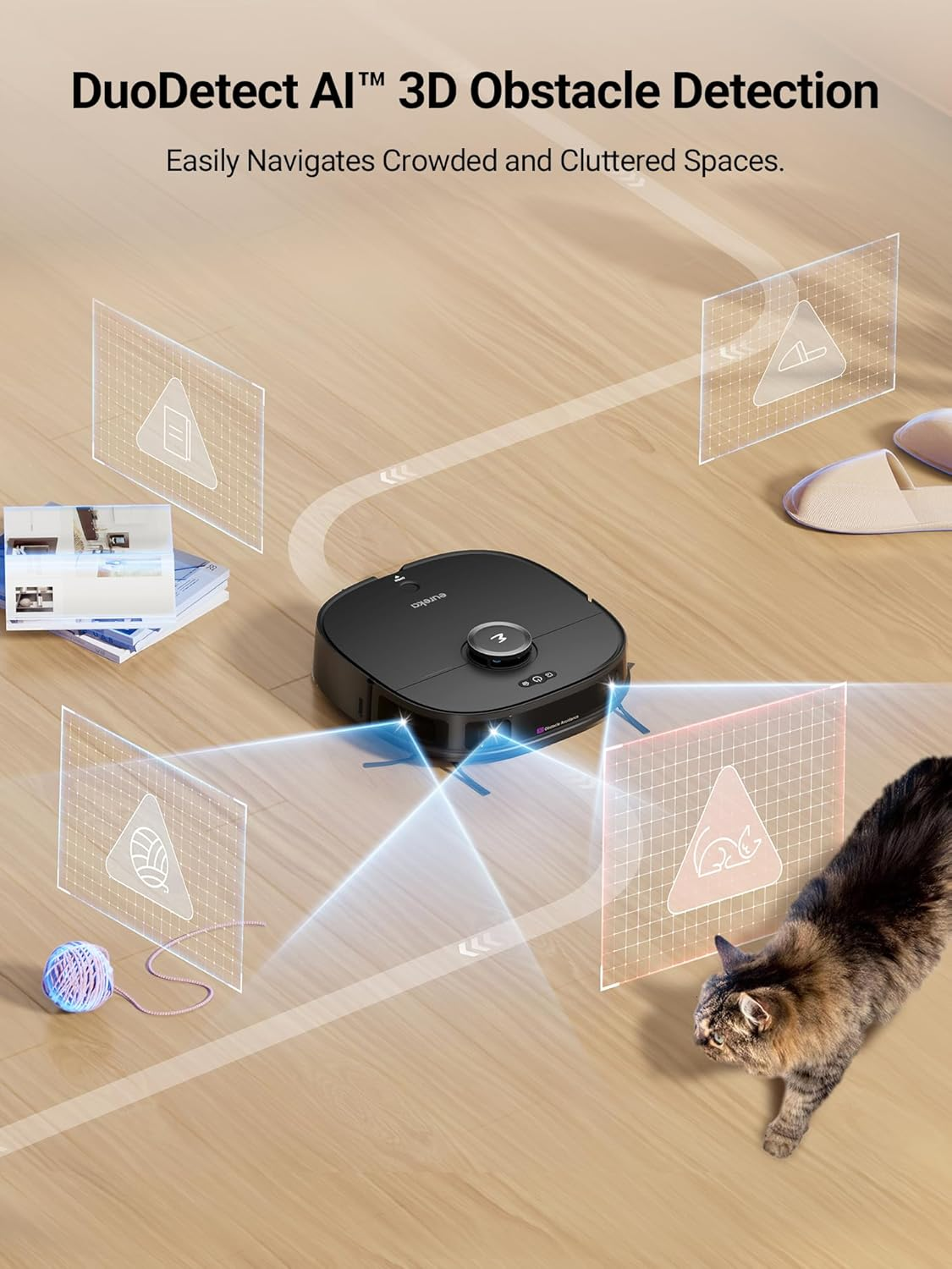 Eureka J12 Ultra Robot Vacuum Cleaner and Mop, Auto Clean and Auto Empty, 5000PA Suction, 3D Dual Laser+Ai Obstacle Detection, Dual Spinning Mops, Self-Washing and Self-Drying, Work with Alexa, Black image number 5