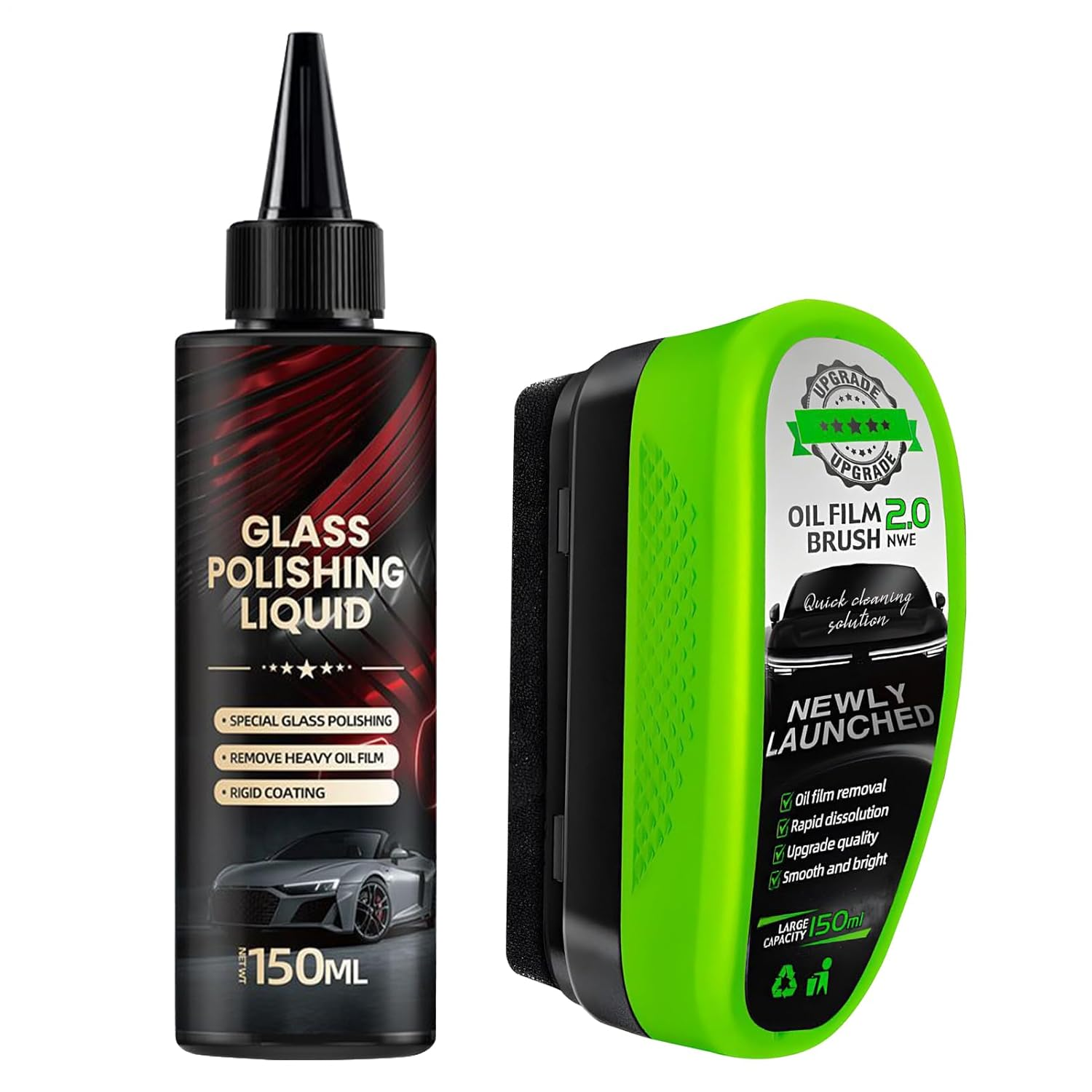 YRTUOP Car Glass Scratch Remover | Glass Polishing Stain Remover with Brush | Gentle Automotive Coating Agent for Vehicle Oil Film Stain Rain Marks Stickers Dirt Bird Droppings image number 6