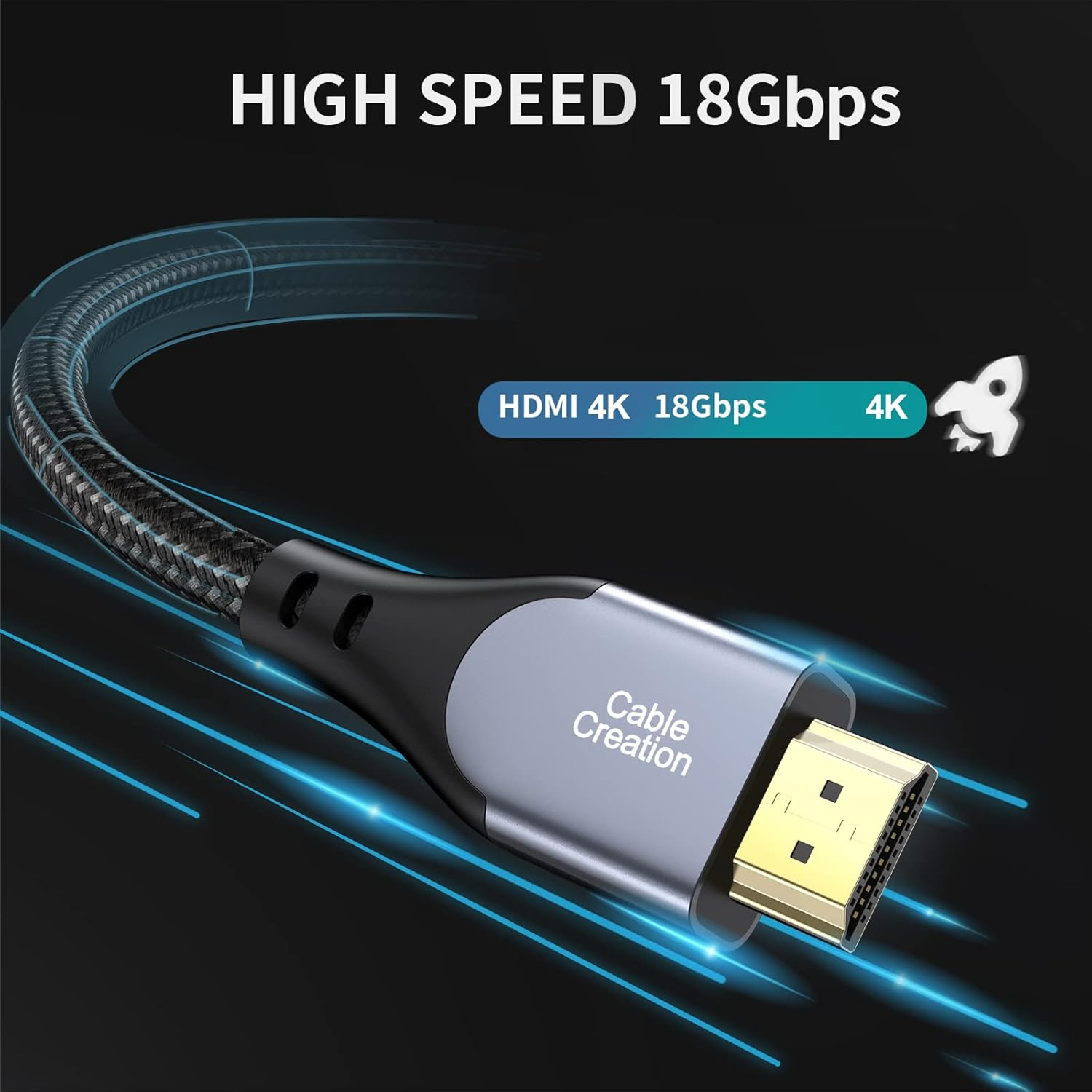 HDMI Cable 4K@60Hz 10 Ft, Cablecreation HDMI Cable, High-Speed 18Gbps, 4K HDR, 3D, 2160P, 1080P, Ethernet Support, Compatible with UHD TV, PS5/PS4, Xbox One, Blu-Ray, PC, Projector and More image number 6